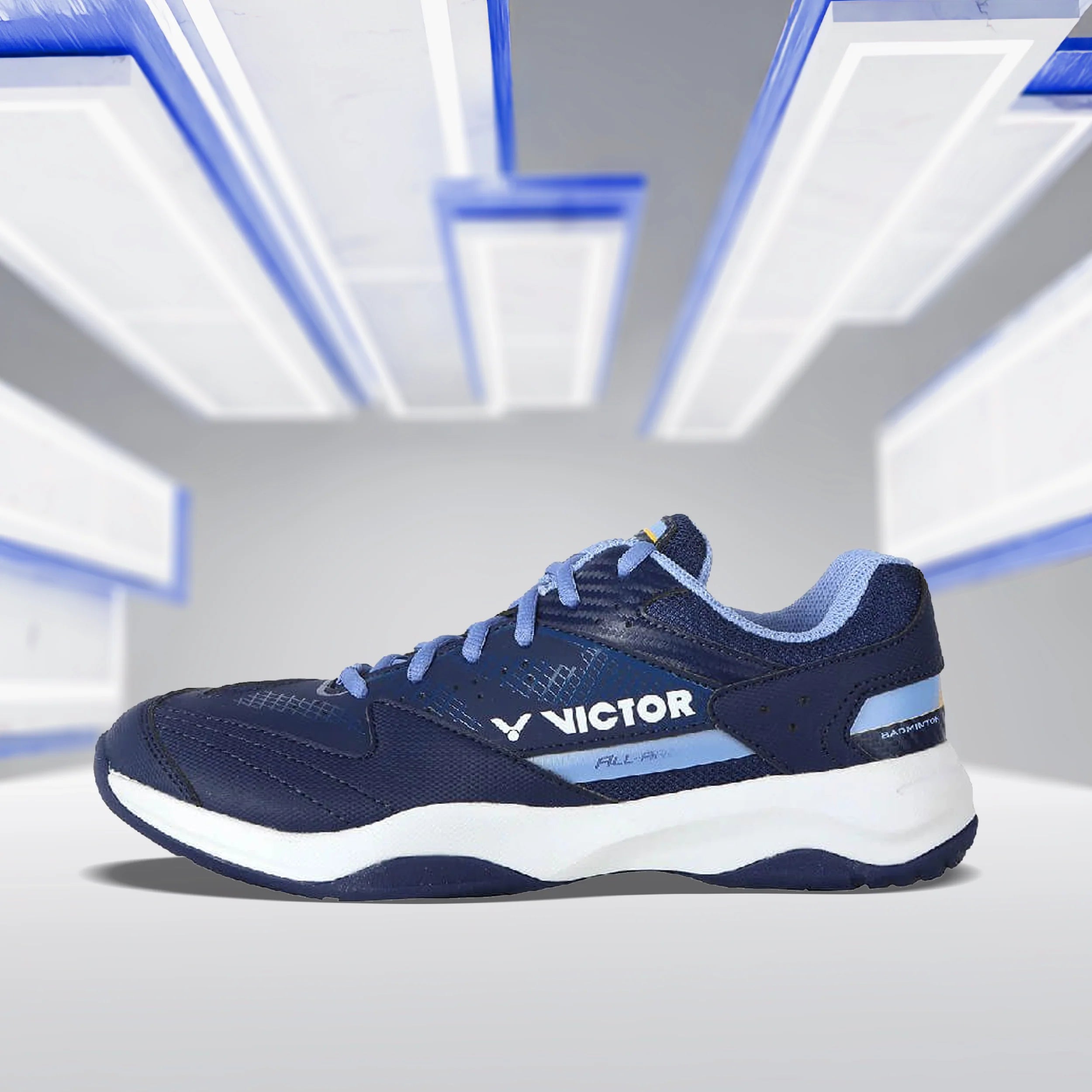 Review of Victor A301 B All-Around Badminton Shoes - Blue, highlighting performance and comfort.