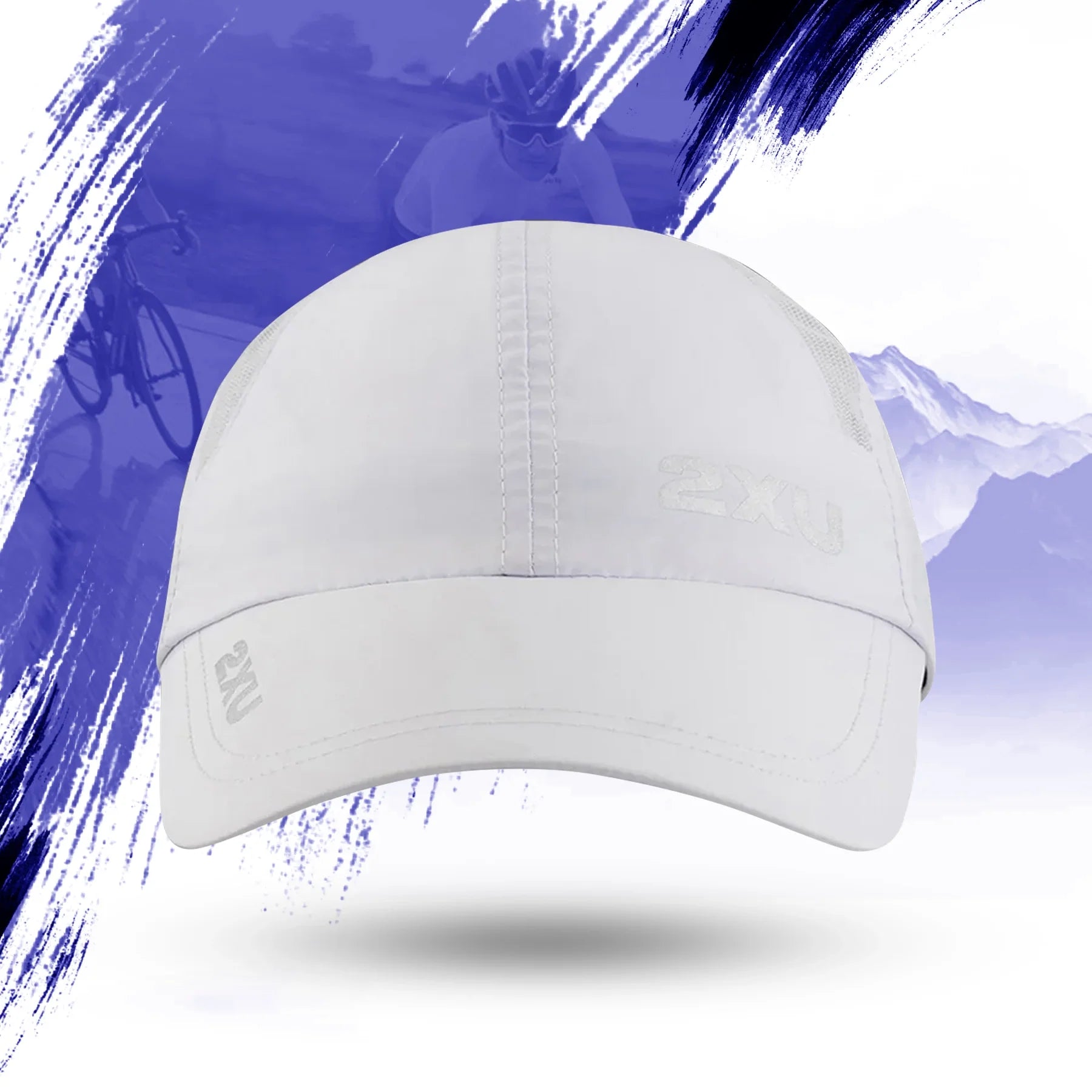 2XU Run Cap - White/White for runners, offering comfort and protection.