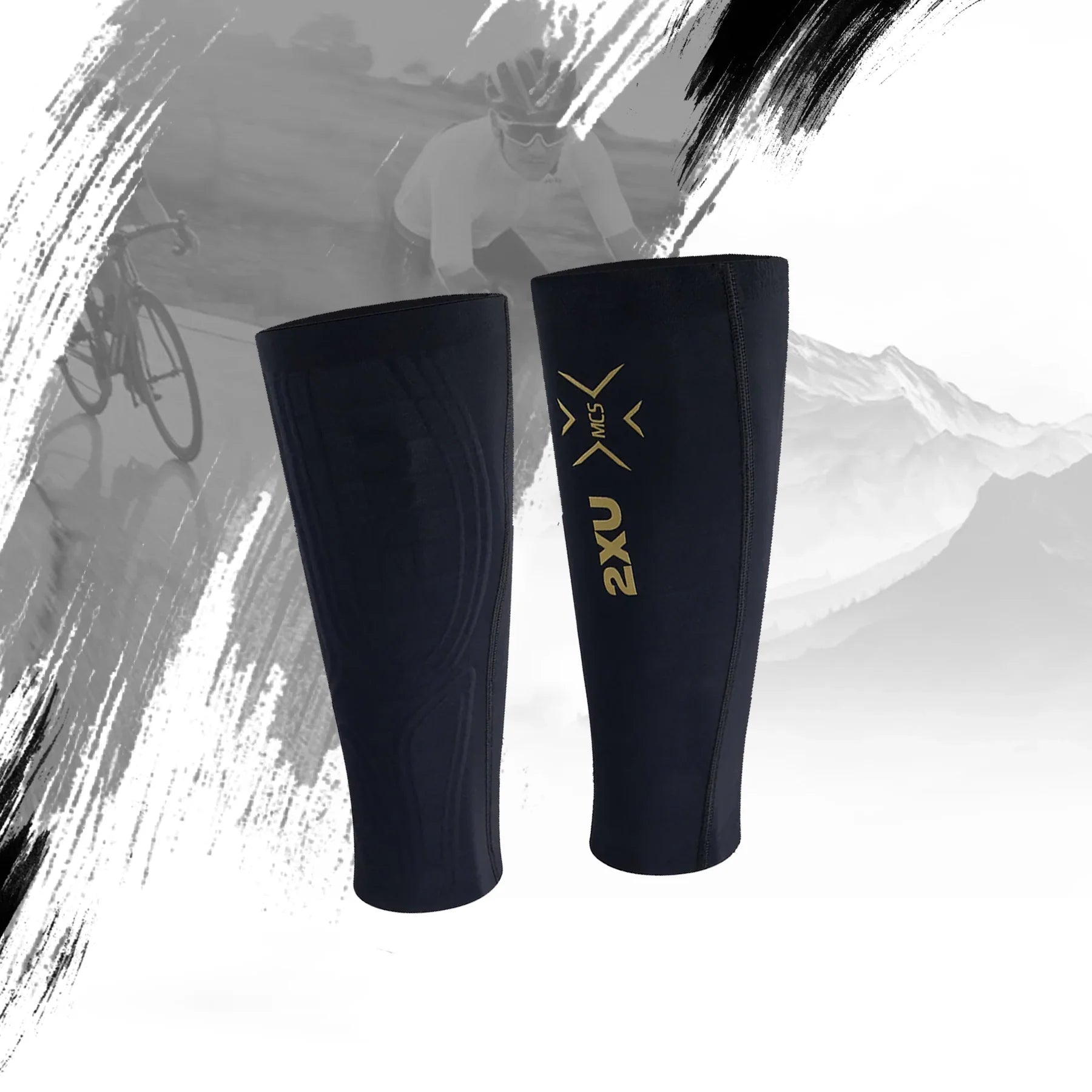 2XU Compression Calf Guards in Black and Gold for enhanced athletic performance