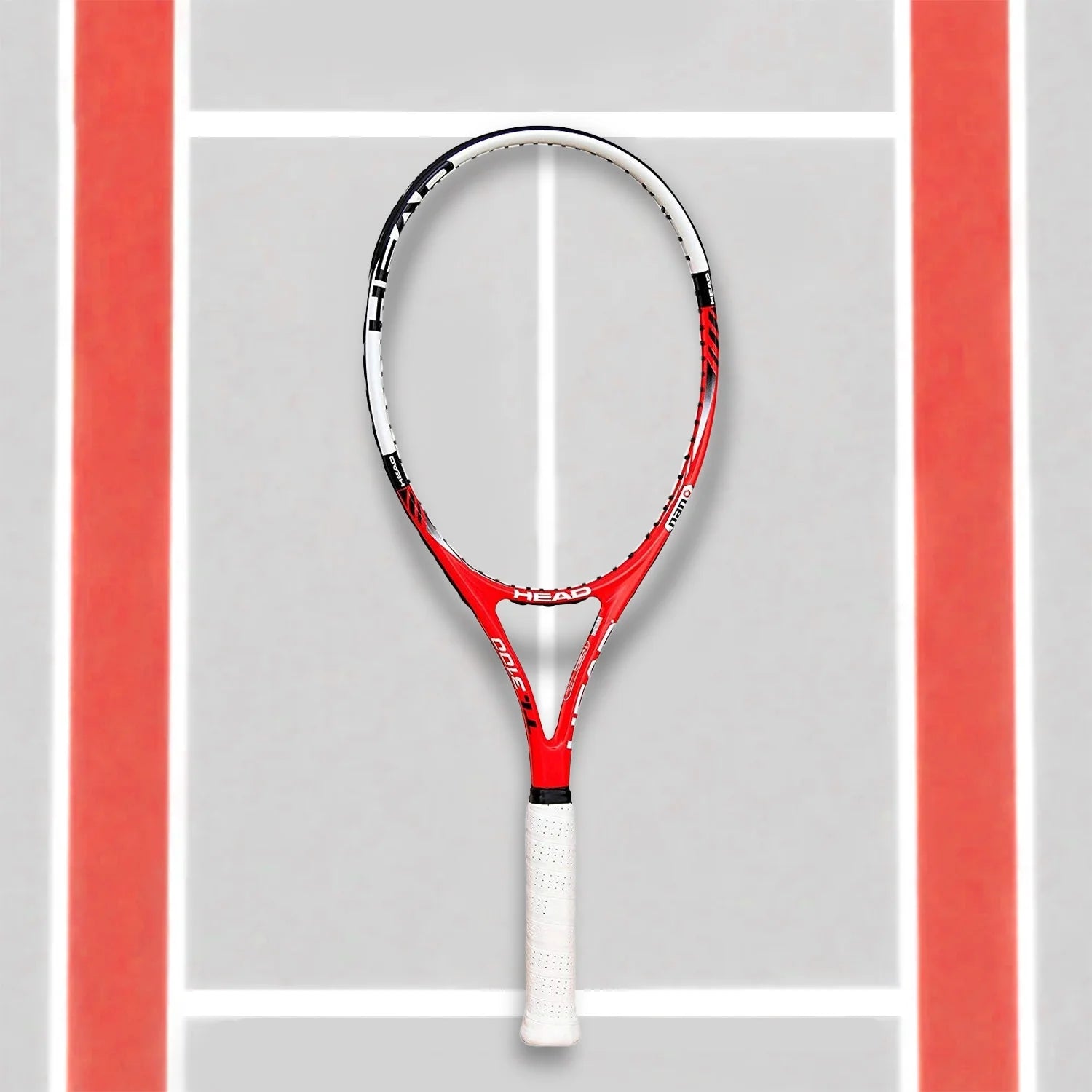 A passionate tennis player holding the Head Titanium 3100 Tennis Racquet on the court.