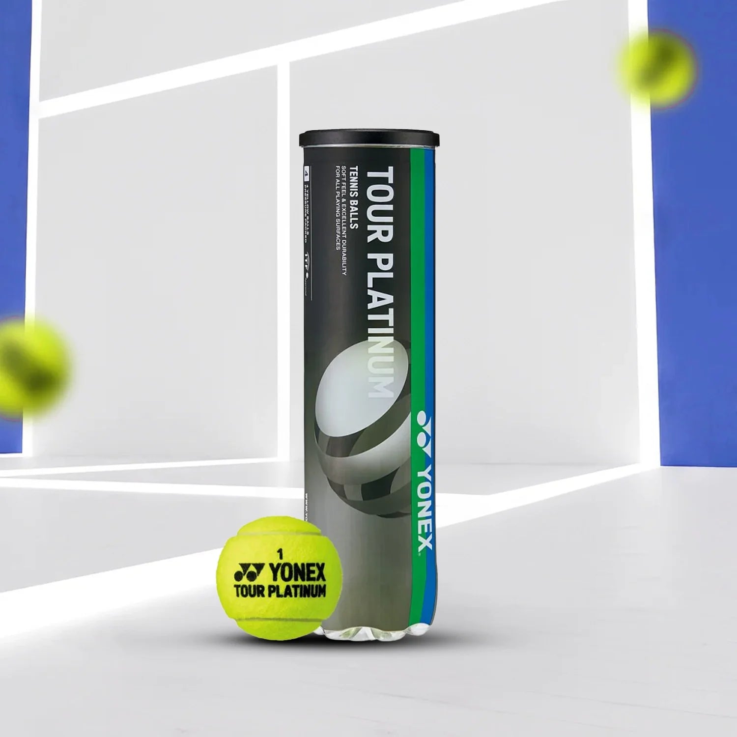 Yonex Tour Platinum Tennis Ball Can - High performance tennis balls for competitive players.