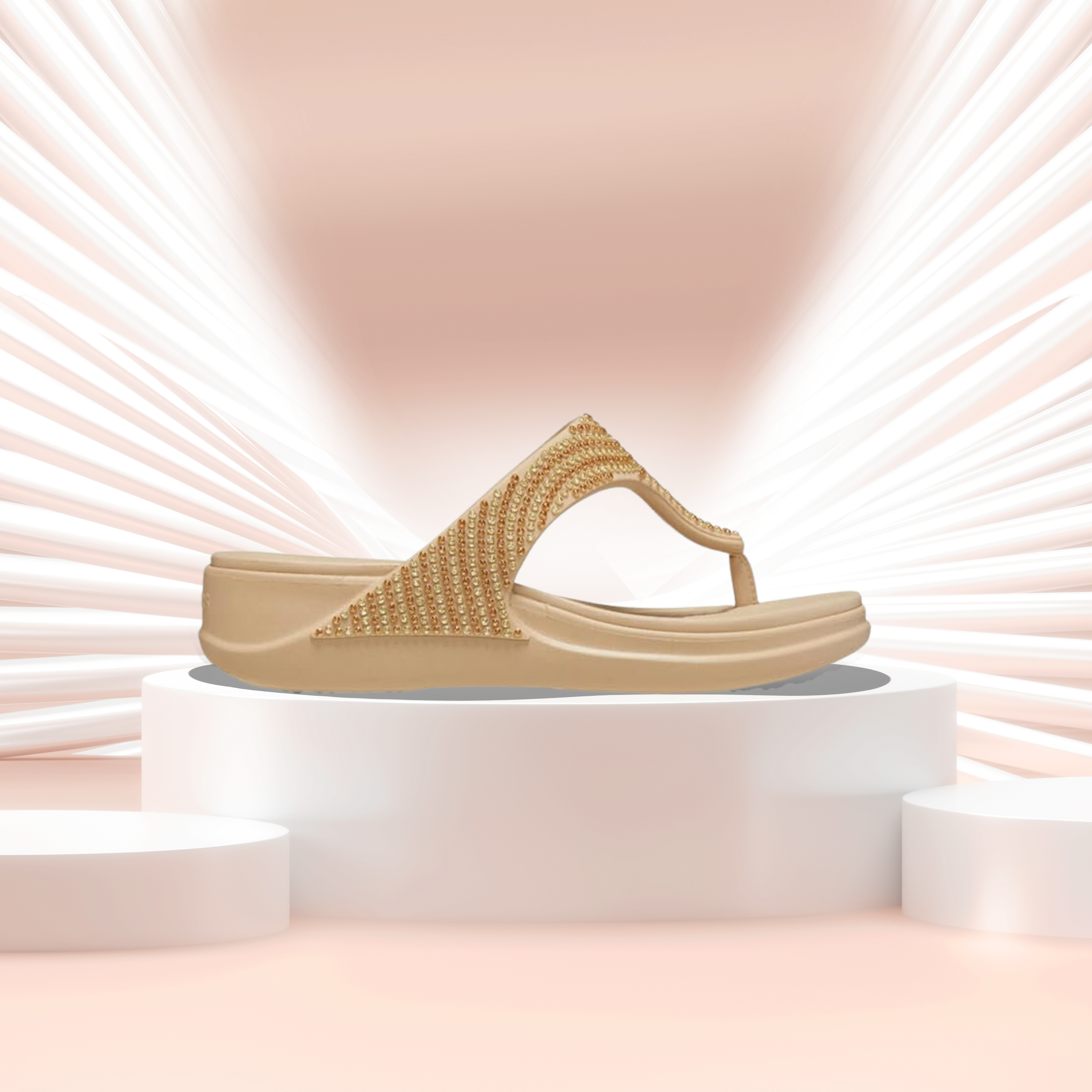 Crocs Women's Boca Bling Flip Wedge W Chai Slipper