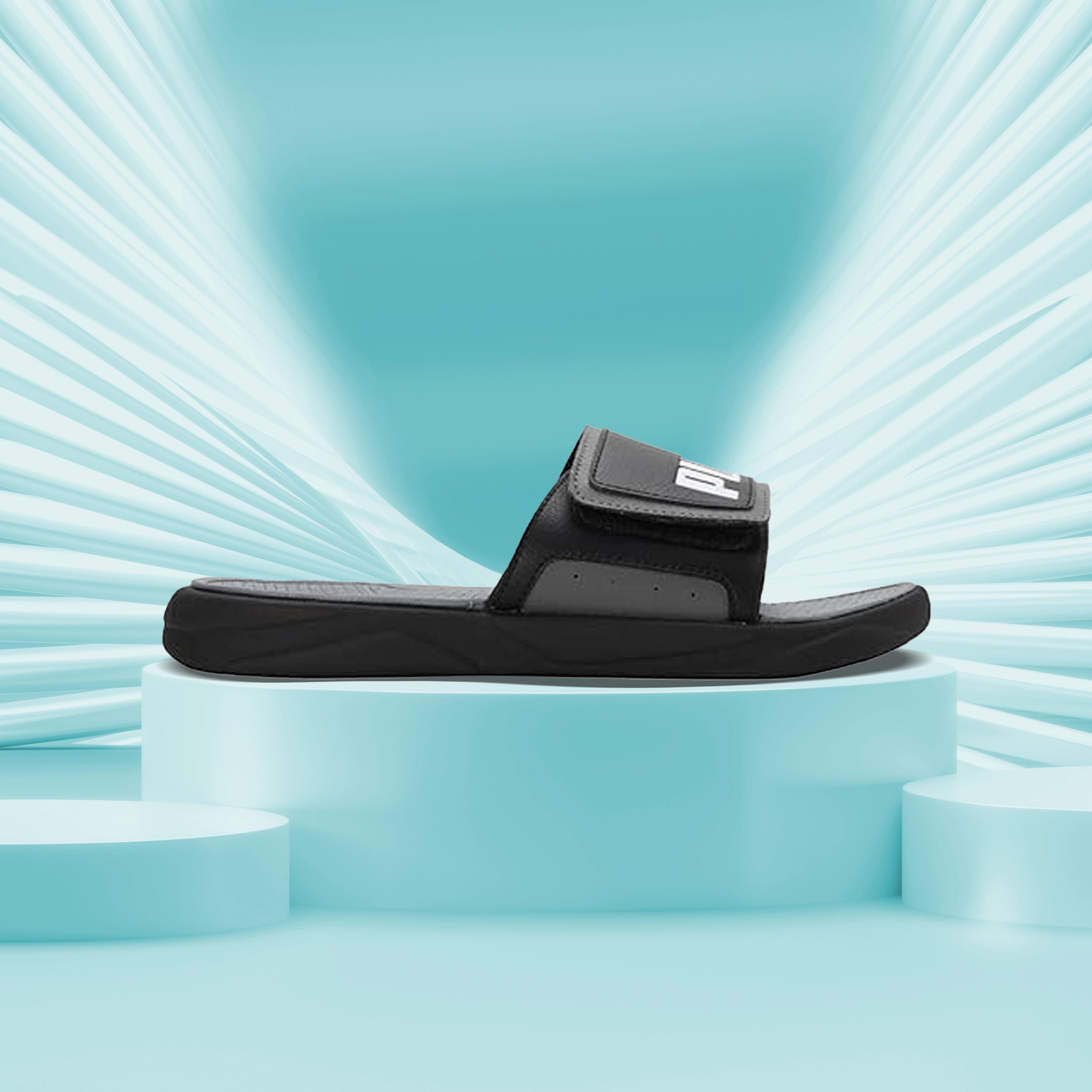 Puma Royalcat Comfort Slide Unisex-Adult Black-Cool Dark Gray-White 39769401