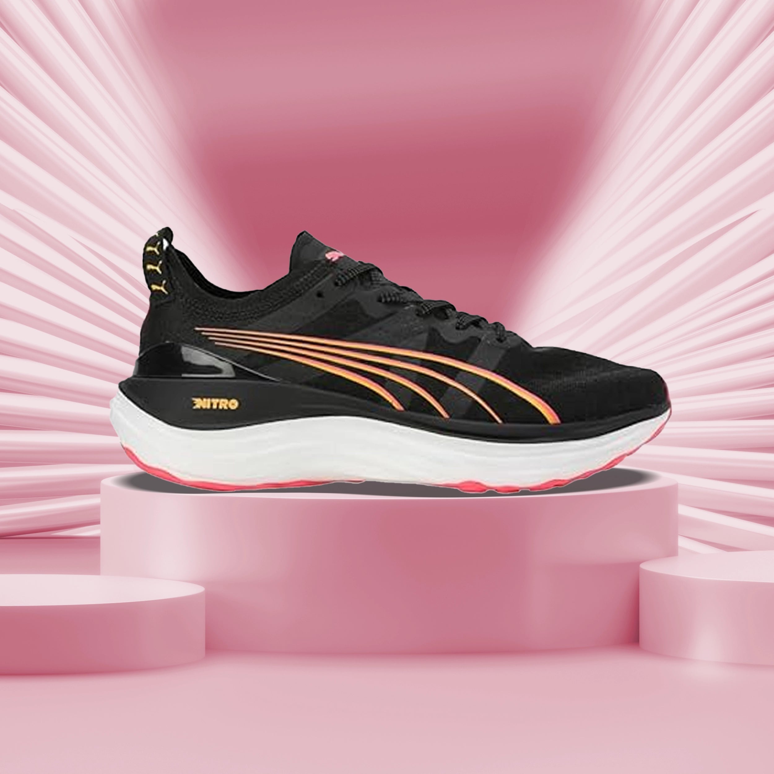 Puma Forever Run NITRO™ Women's Running Shoes (Black-Sunset Glow-Sun Stream) 37775819