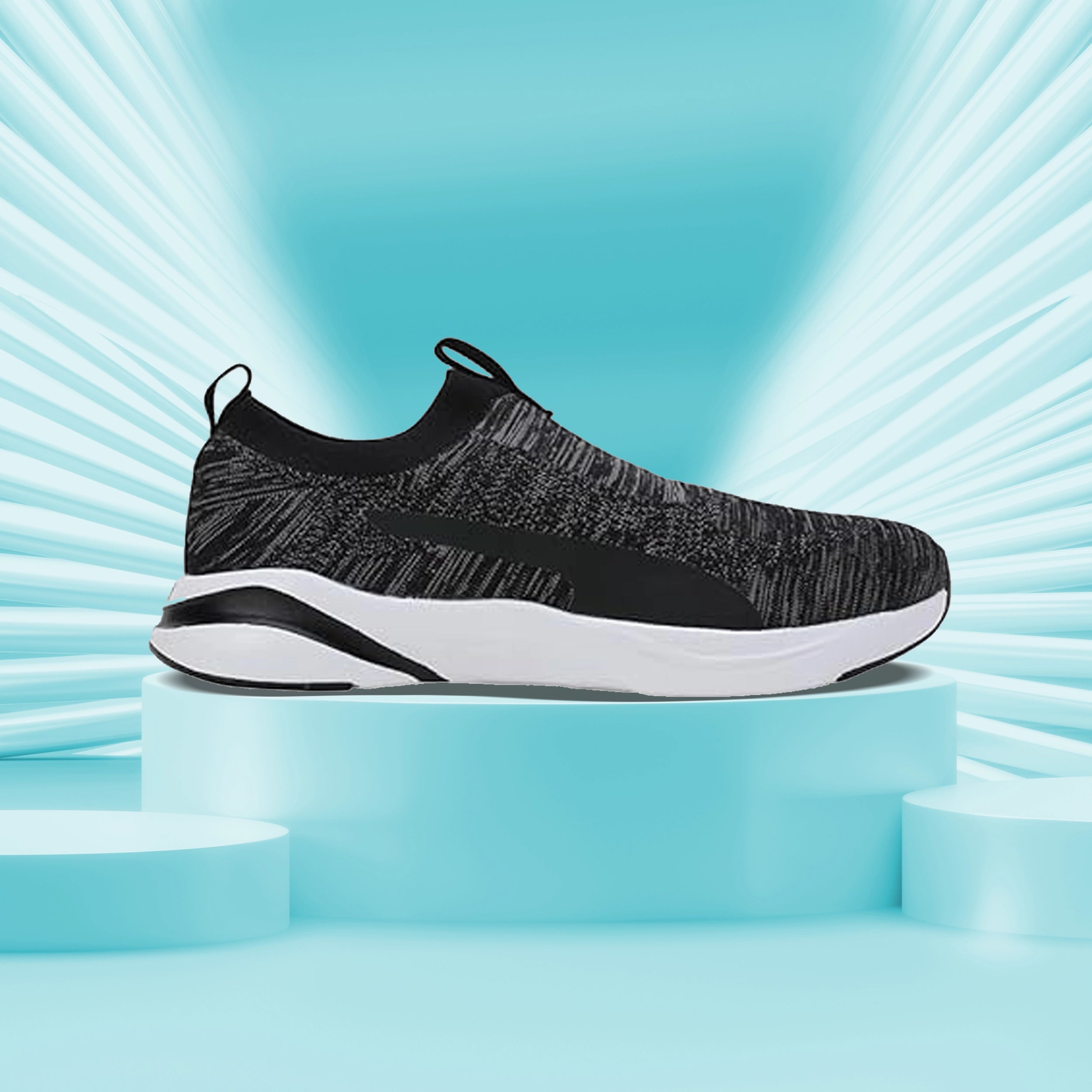 Puma Softride Rift Runlyn Knit Men's Slip-On Shoes (Black-Cool Dark Gray-Lemon Meringue) 31076601