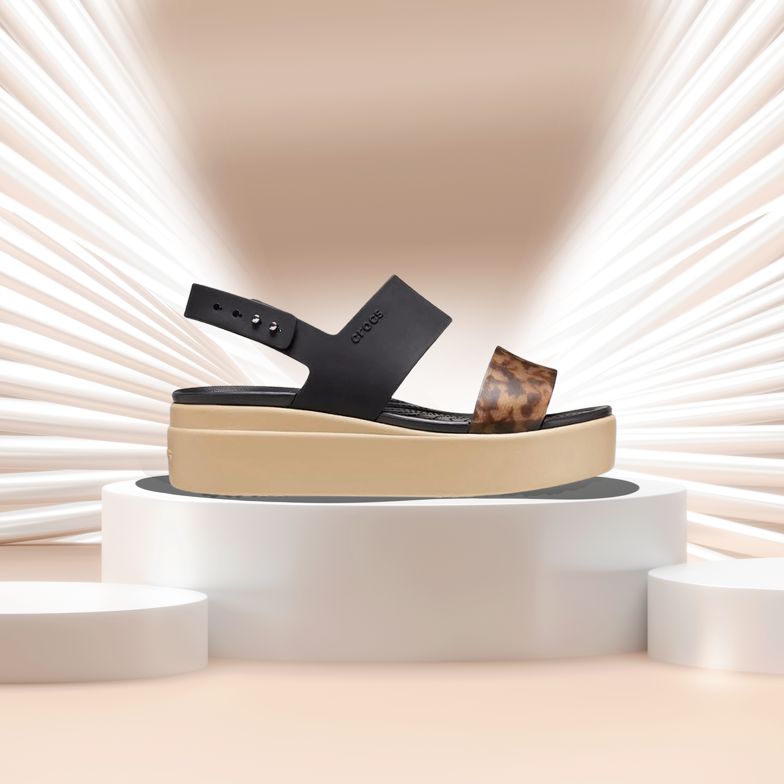 Crocs womens Brooklyn Black/Multi Sandal