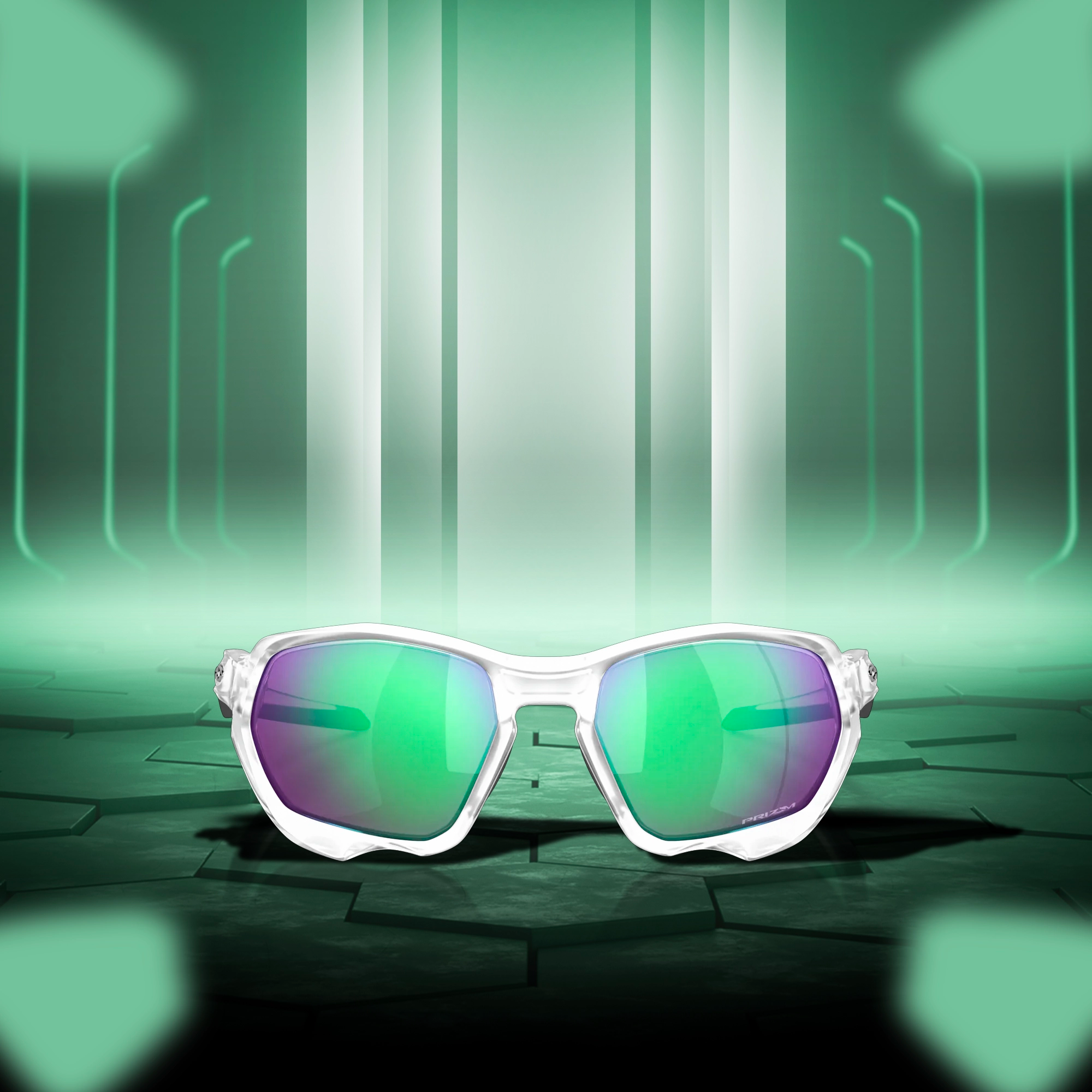 Oakley Plazma Matte Clear Prizm Road Jade Sunglass - InstaSport