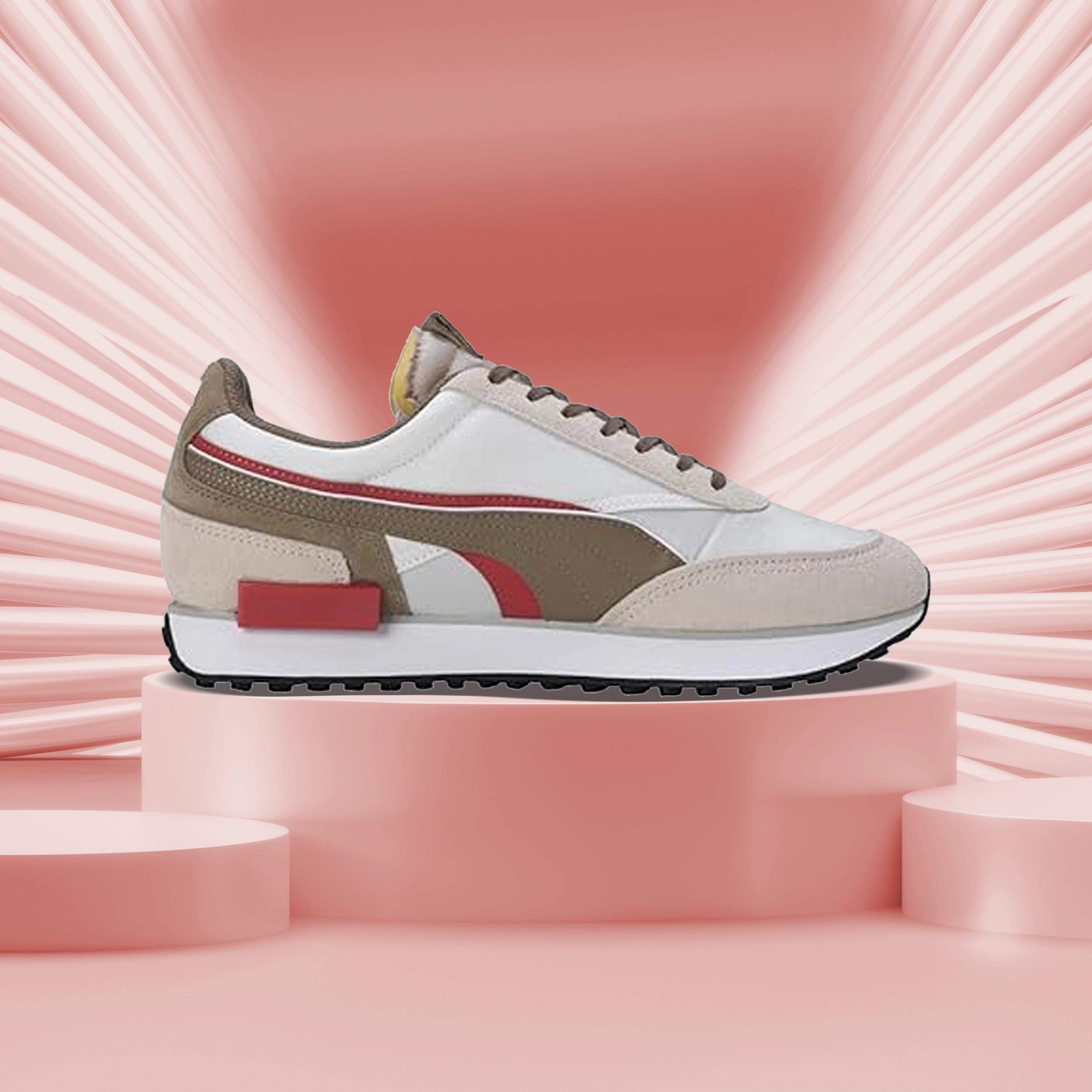 Puma Future Rider Double Unisex Sneaker (Warm White-Astro Red) 38063914