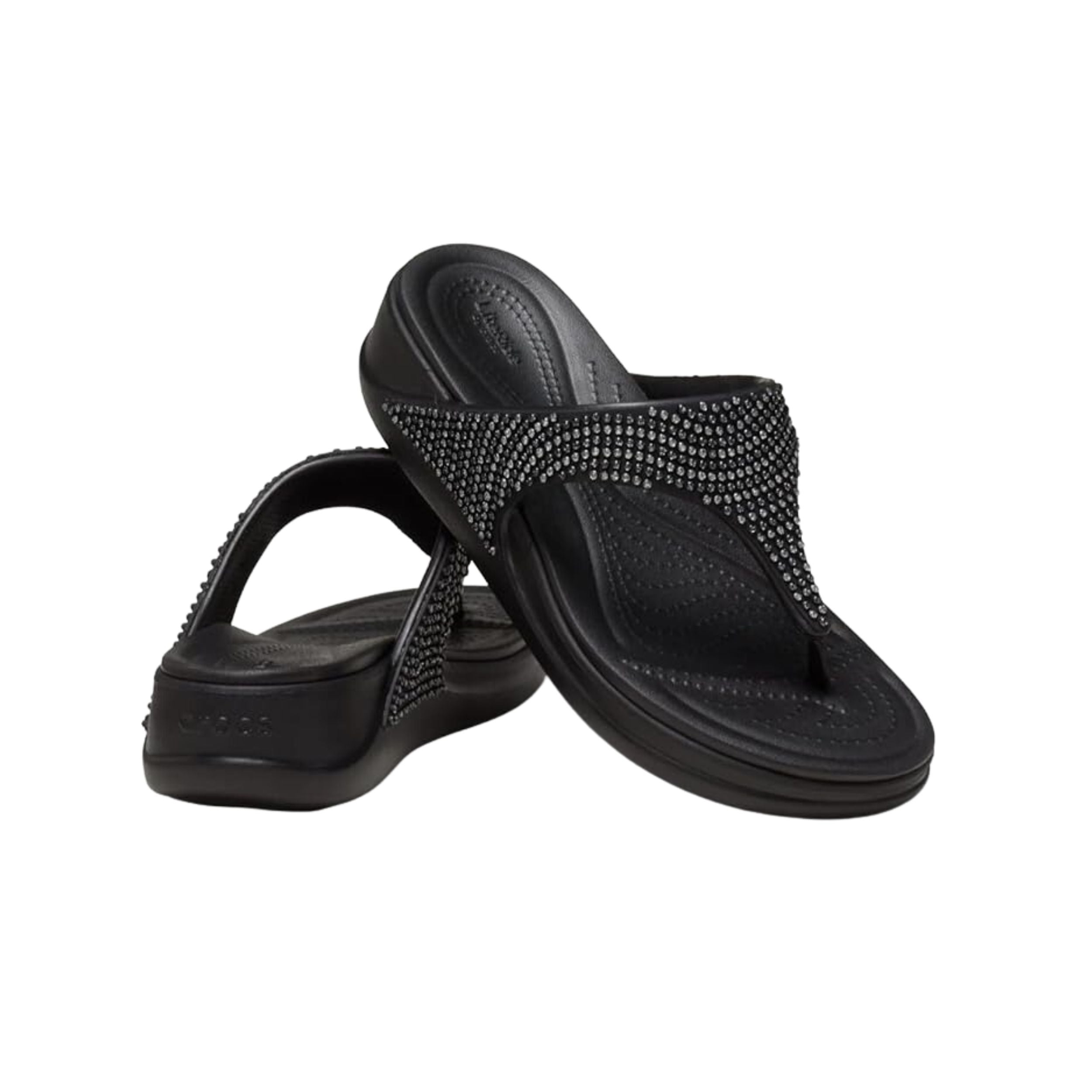 Crocs Women's Boca Bling Flip Wedge W Blk Slipper