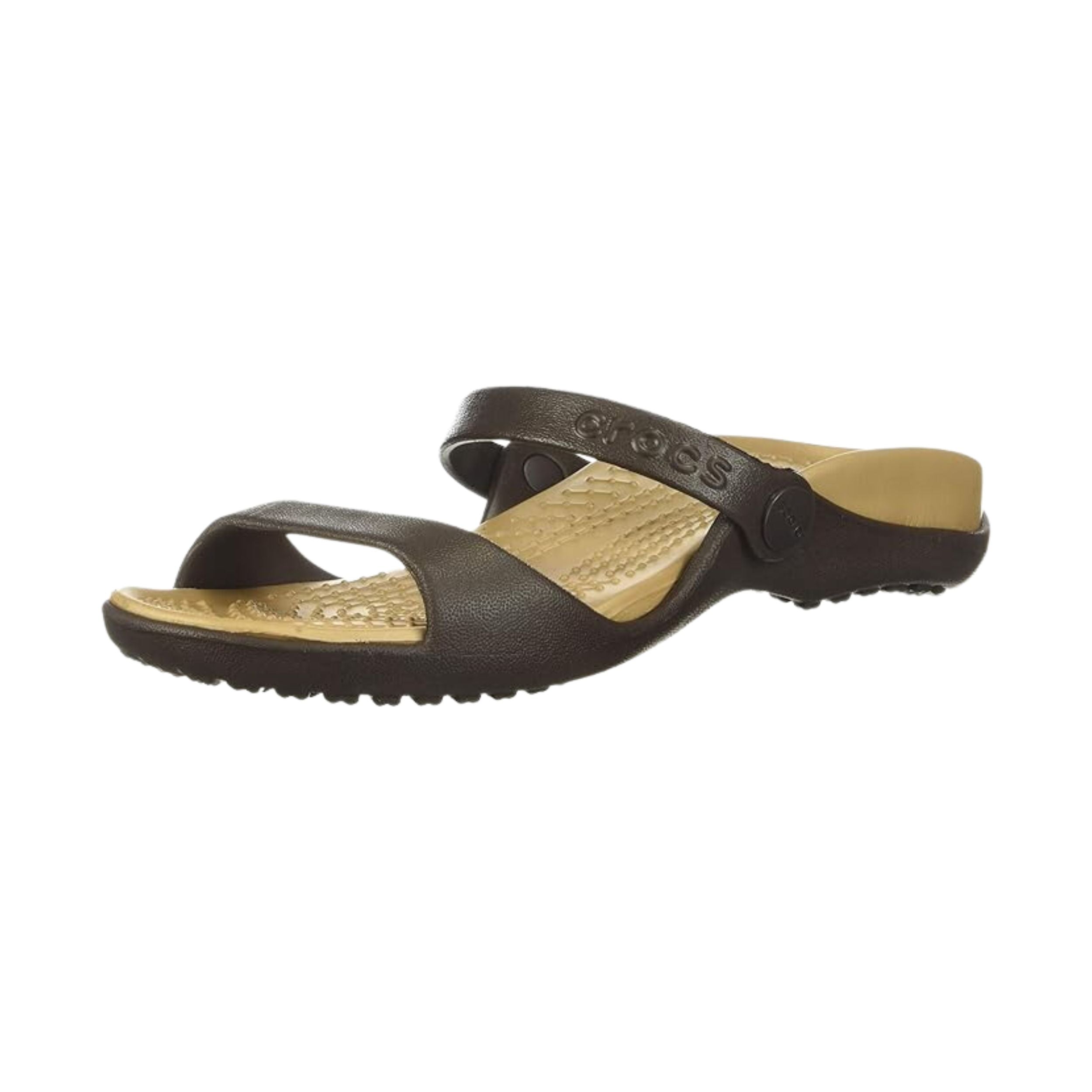 Crocs womens CLEO SANDAL ESPRESSO/GOLD Sandal