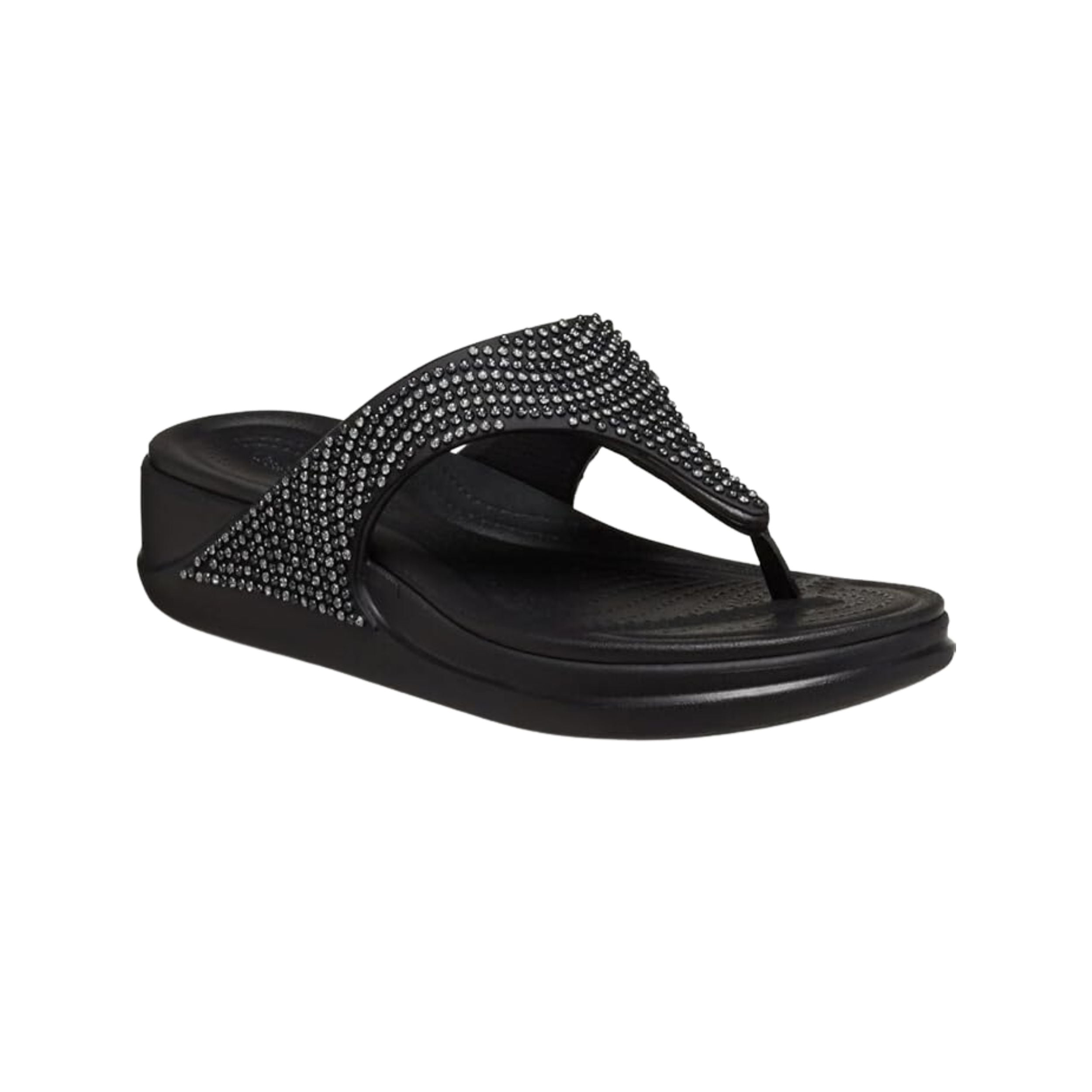 Crocs Women's Boca Bling Flip Wedge W Blk Slipper