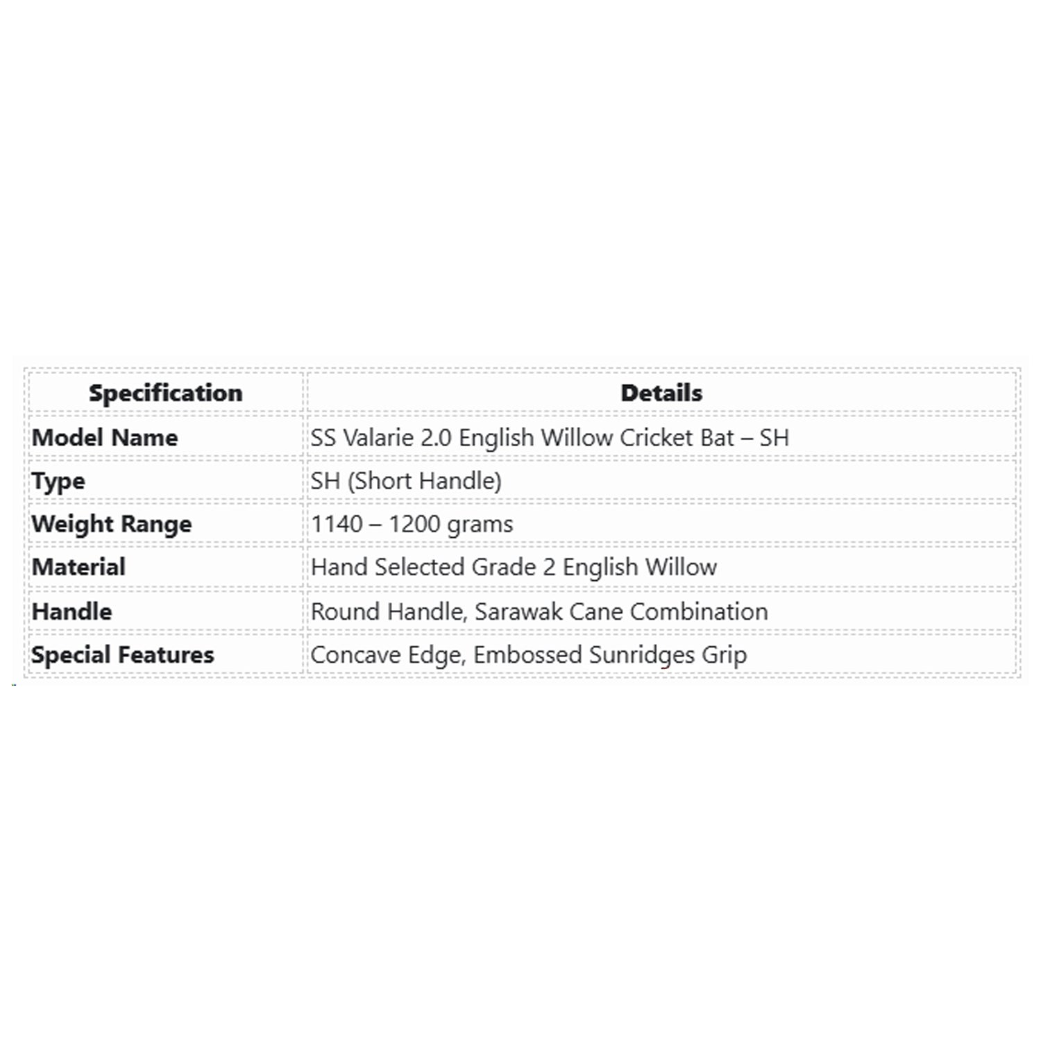 SS Valarie 2.0 English Willow Cricket bat - SH