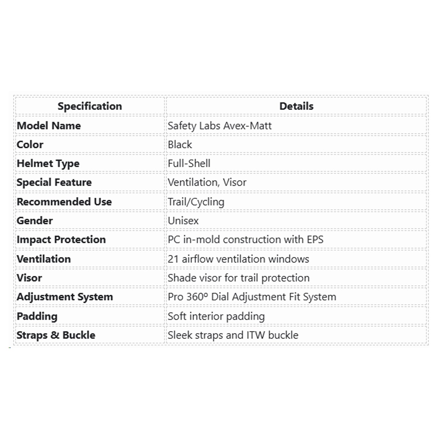 Safety Labs Avex Adult Cycling Helmet - Black