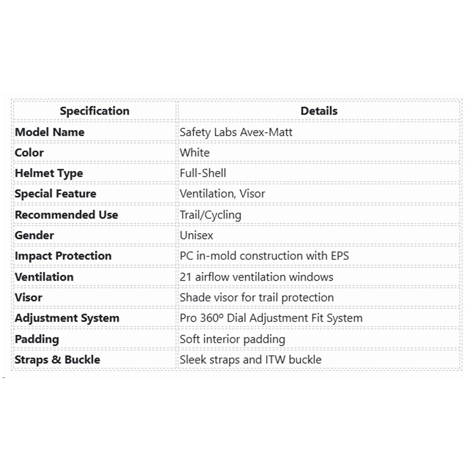 Safety Labs Avex Adult Cycling Helmet - White