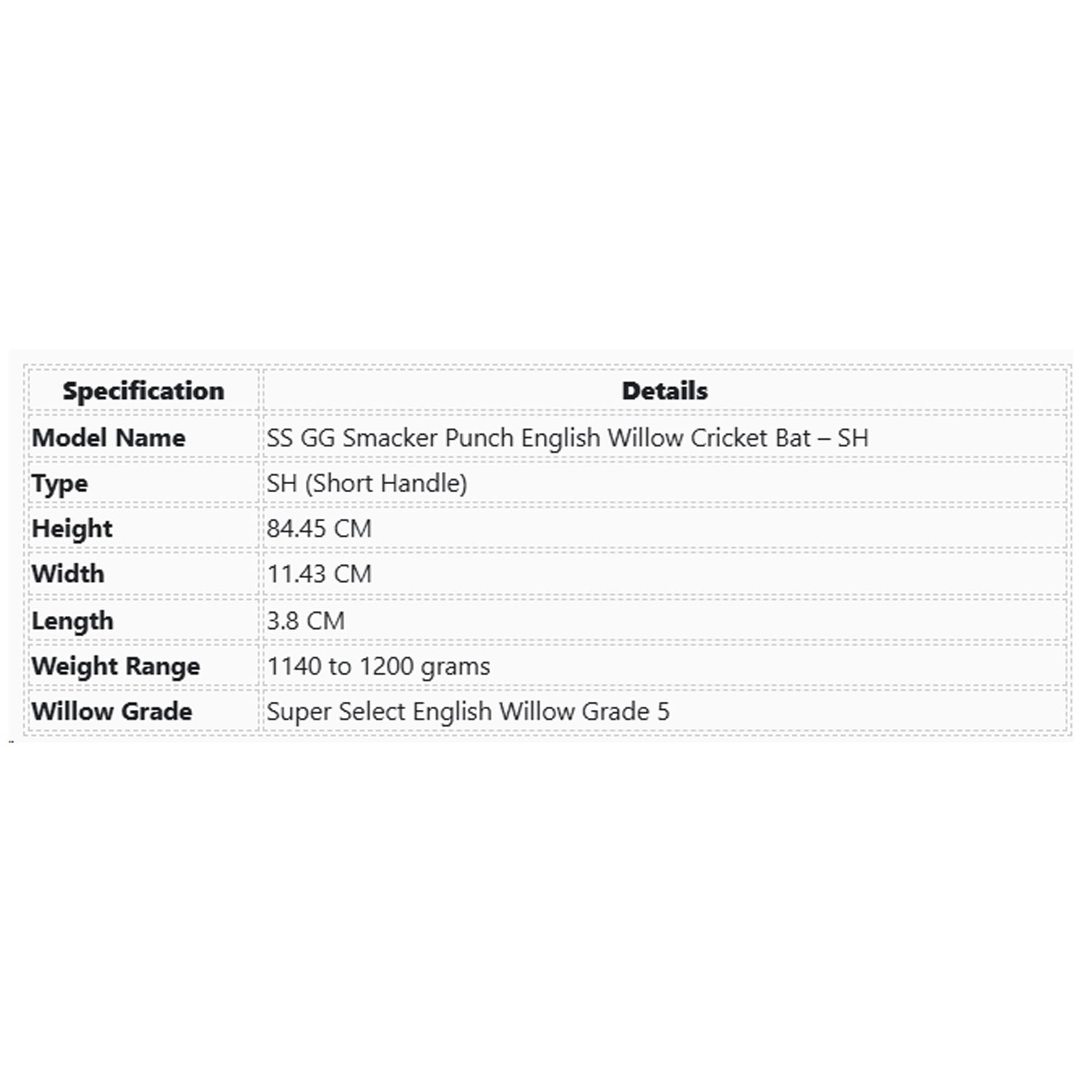 SS GG Smacker Punch English Willow Cricket Bat – SH