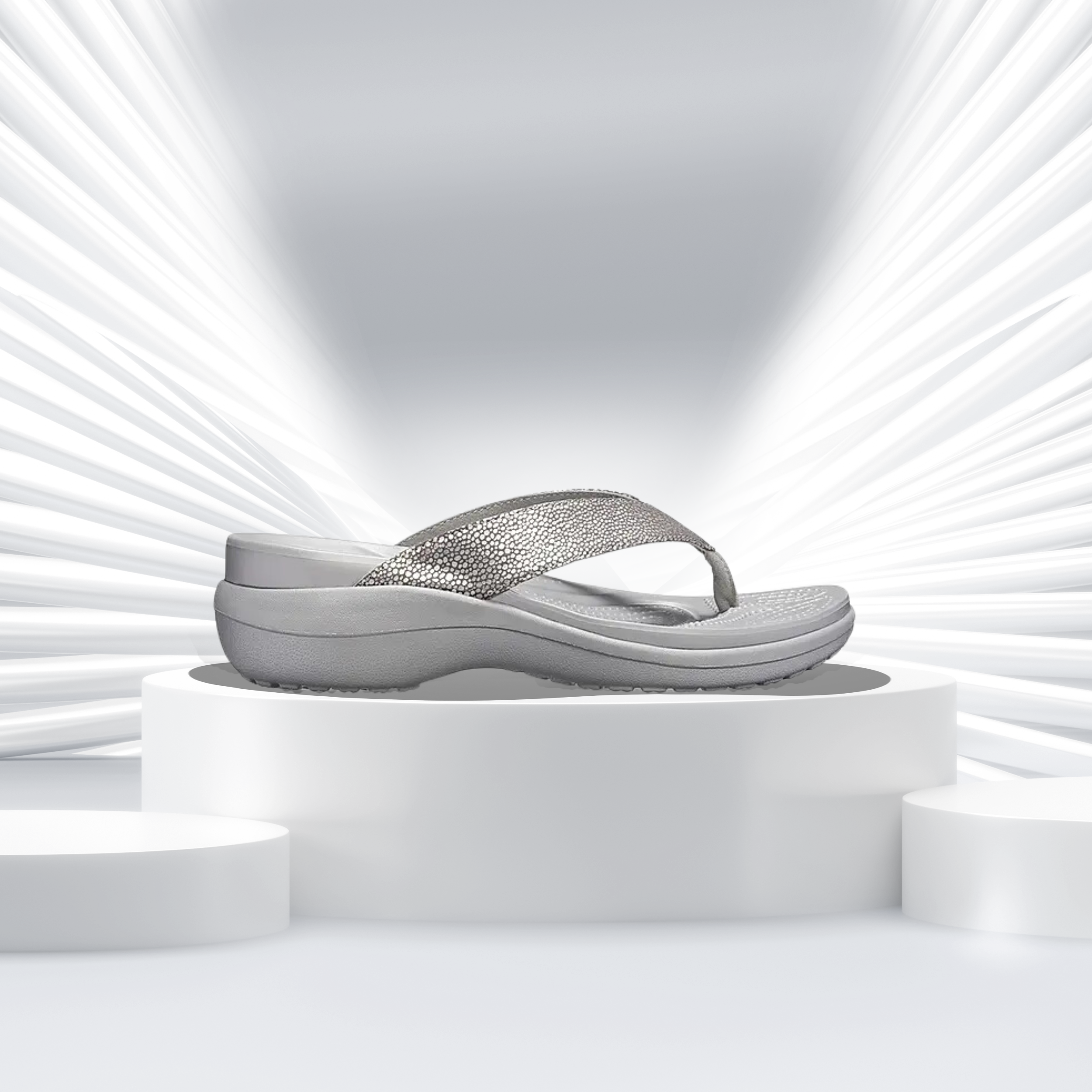 Crocs Women's Capri MetallicTxt Wedge Flip W Flip-Flops