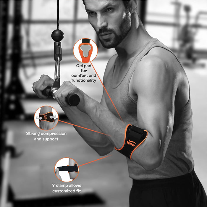 Tynor Tennis/ Golfer's Elbow Support Pro - Black & Orange - InstaSport