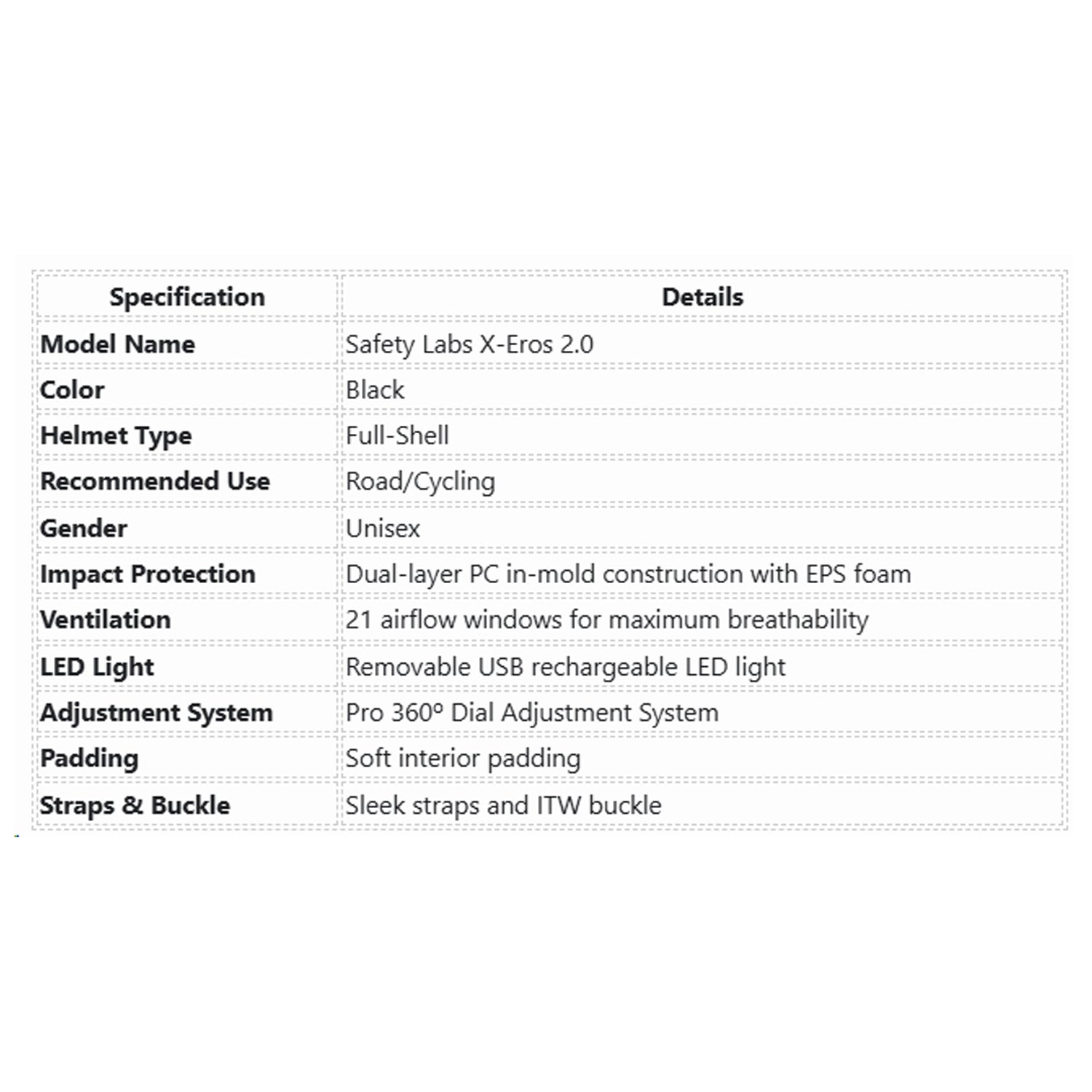 Safety Labs X-Eros 2.0 Adult Cycling Helmet - Black