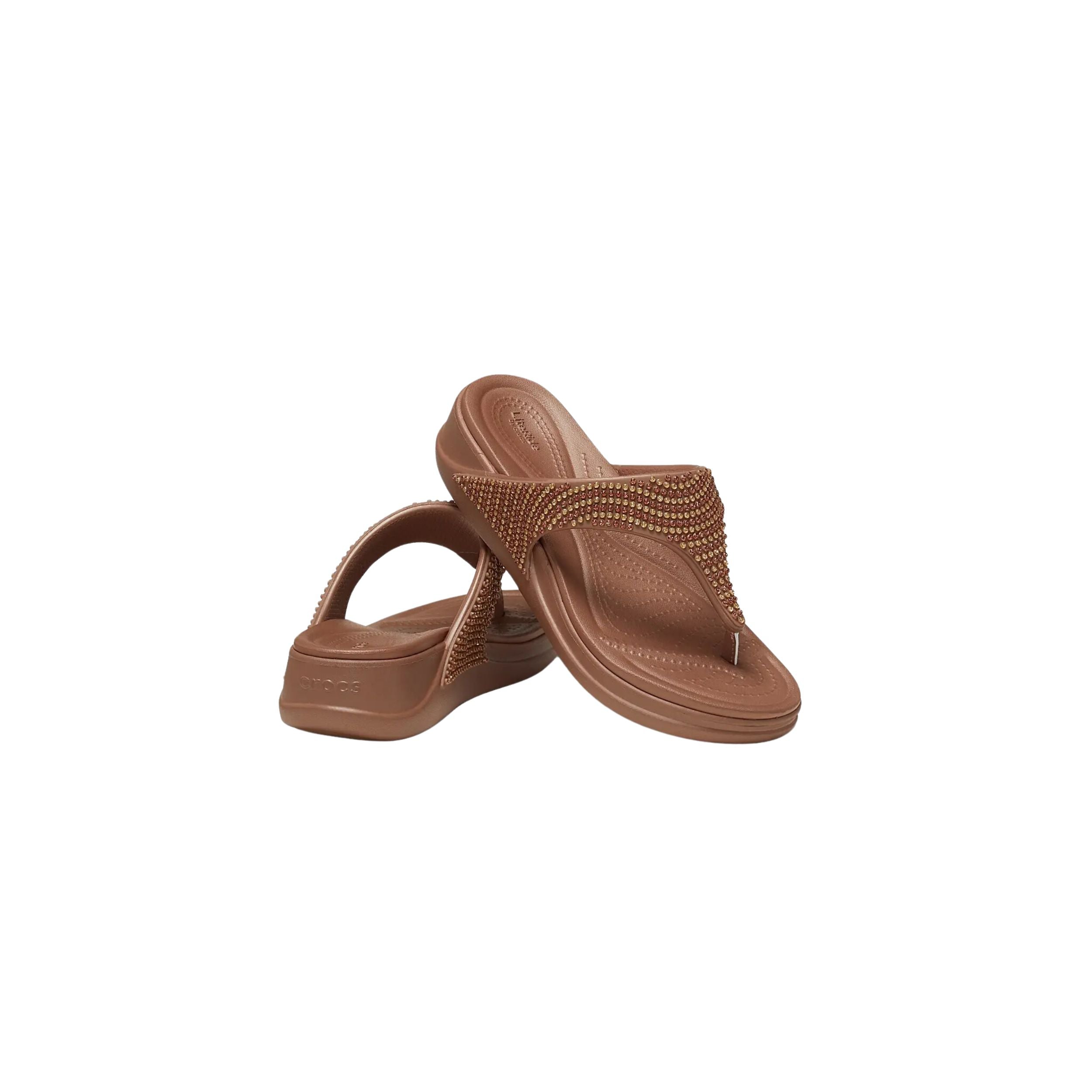 Crocs Women's Boca Bling Flip Wedge W Bronze Slipper