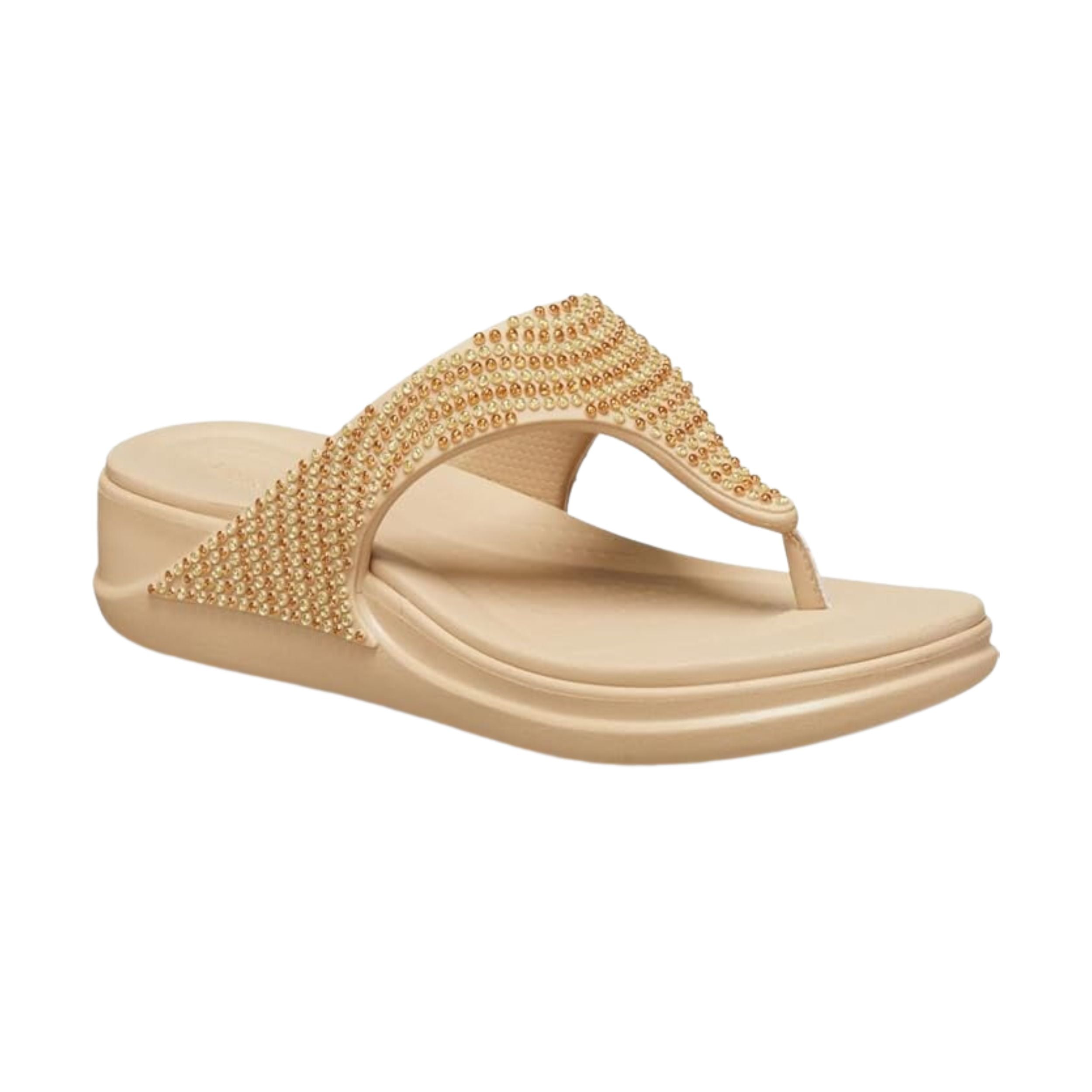 Crocs Women's Boca Bling Flip Wedge W Chai Slipper