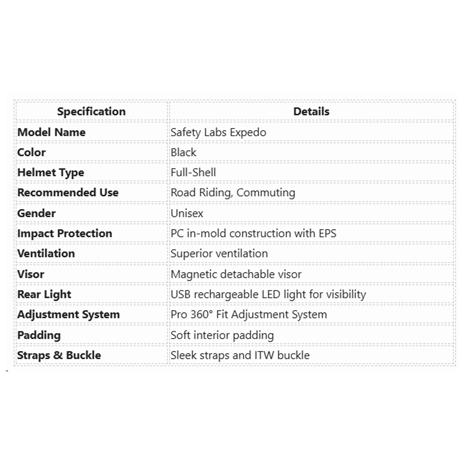 Safety Labs Expedo Adult Cycling Helmet - Black