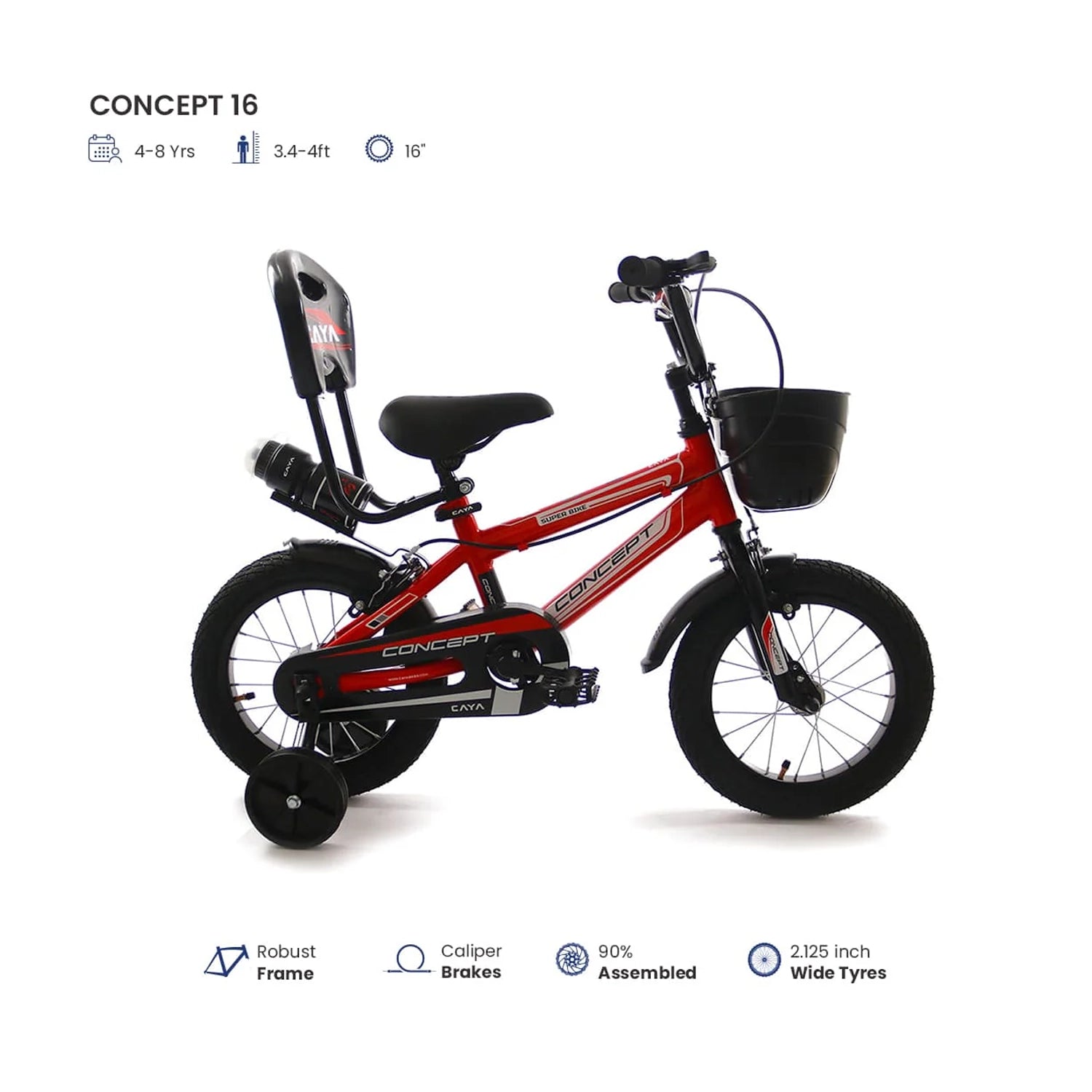 Caya Concept 16 Kids Unisex Bicycle - Smart Red
