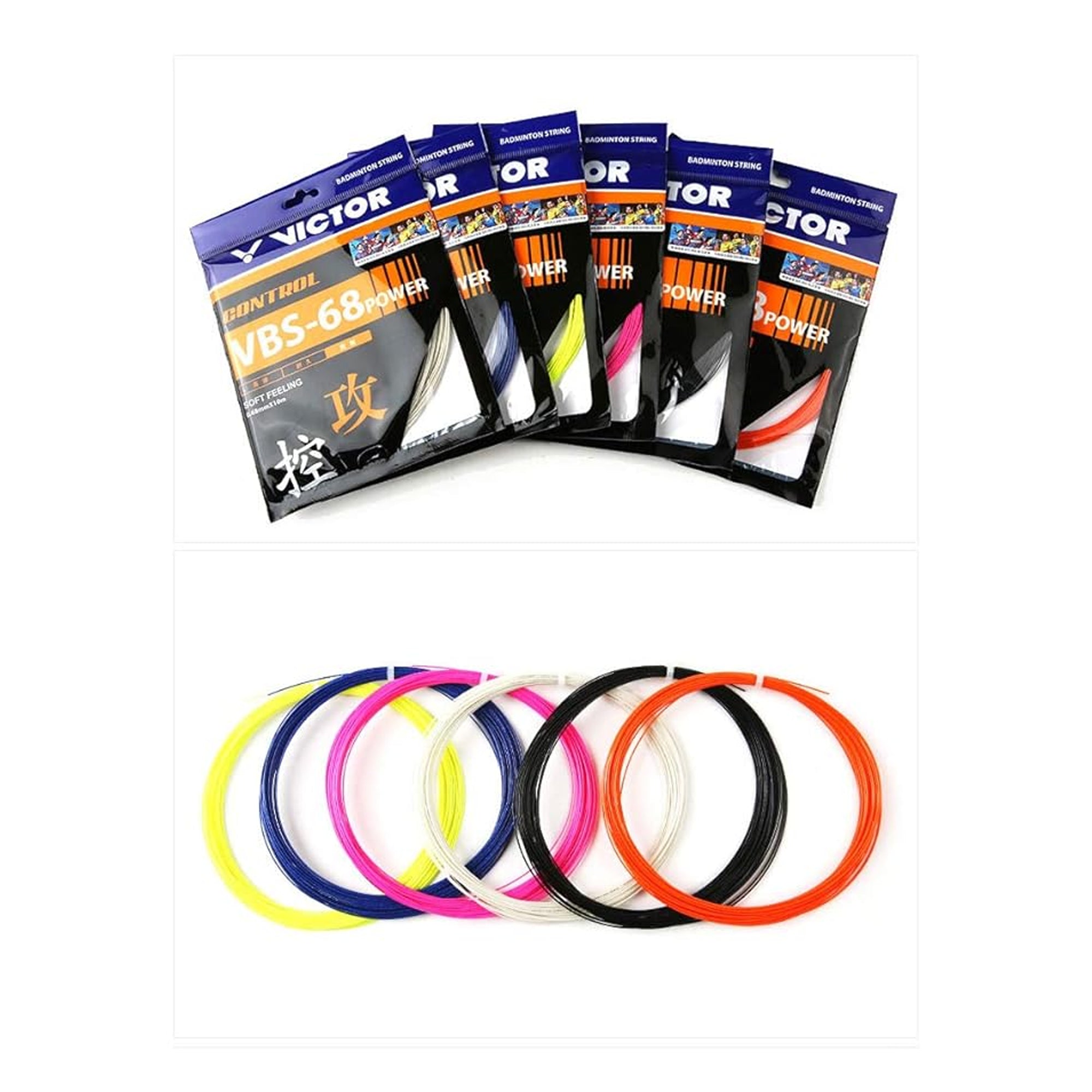 Victor VBS-68POWER Soft Feeling Control Badminton Racket String (Pack of 2)