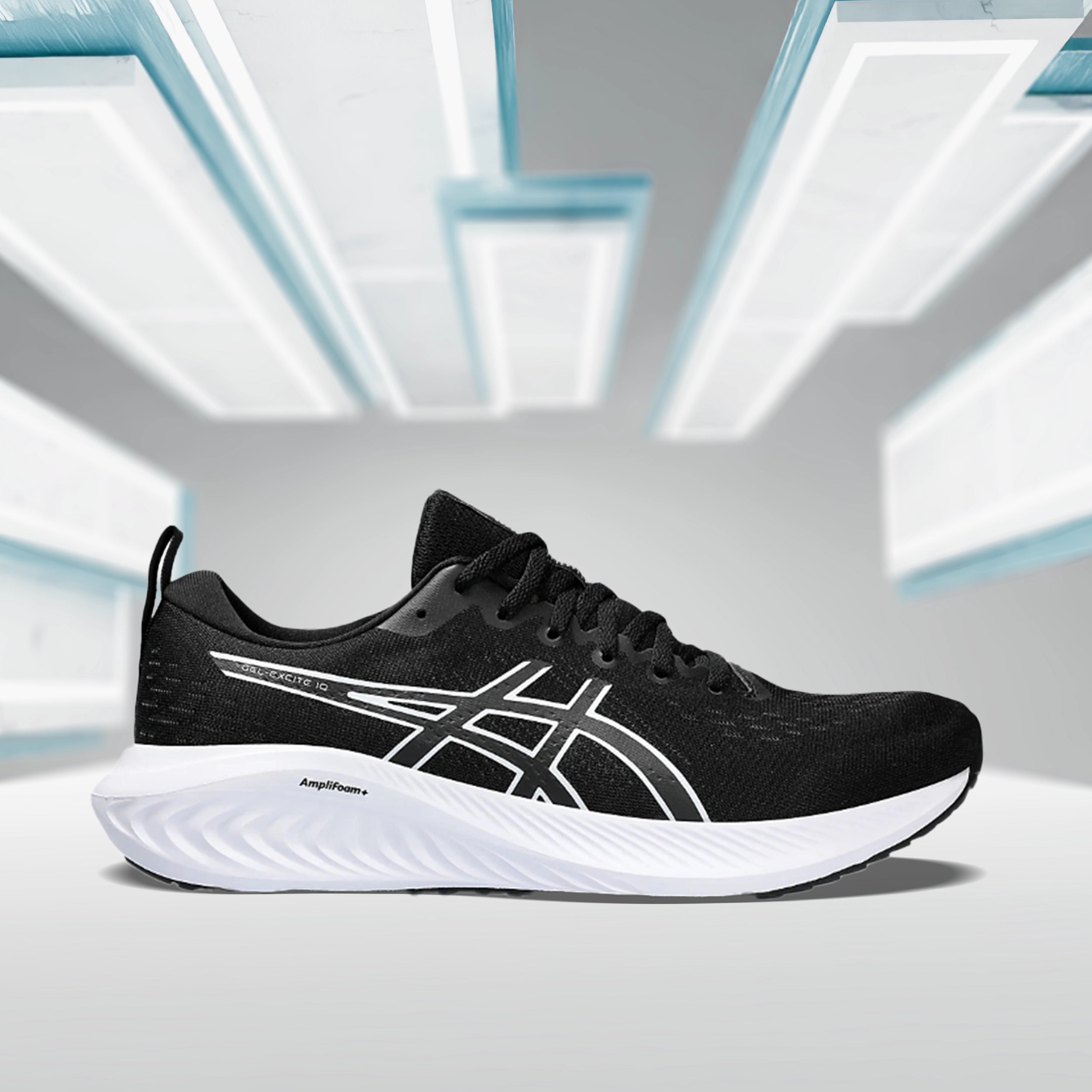 Asics GEL-EXCITE 10 Sports Running Shoes Black/White - 1011B600