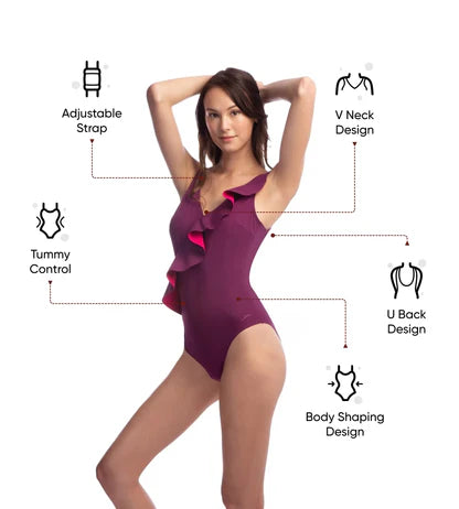 Speedo Women's Spdscu Rubysun One Piece Swimwear - Purple & Red