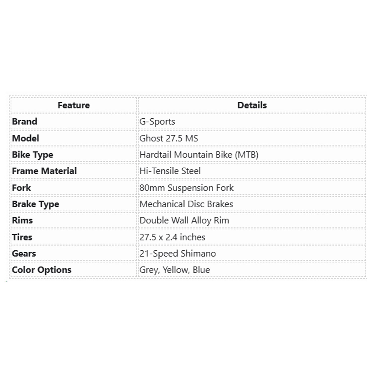 G-Sports Ghost 27.5 MS Bicycles - Blue/ Grey