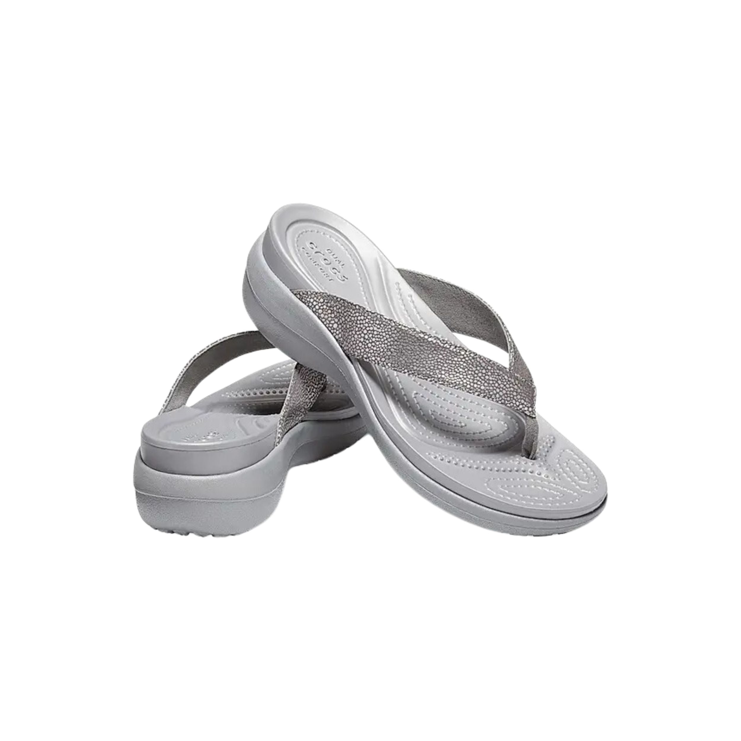 Crocs Women's Capri MetallicTxt Wedge Flip W Flip-Flops