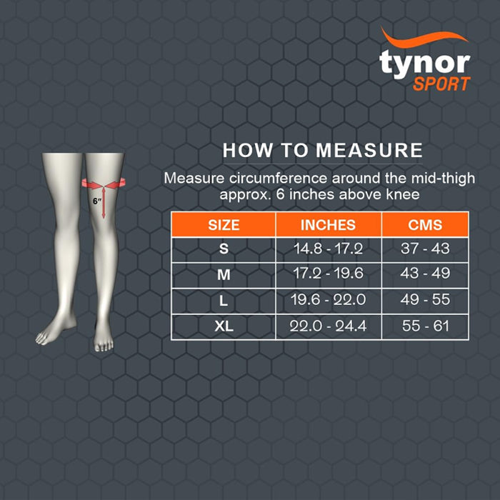 Tynor Air Pro Thigh Support - Black & Orange - InstaSport