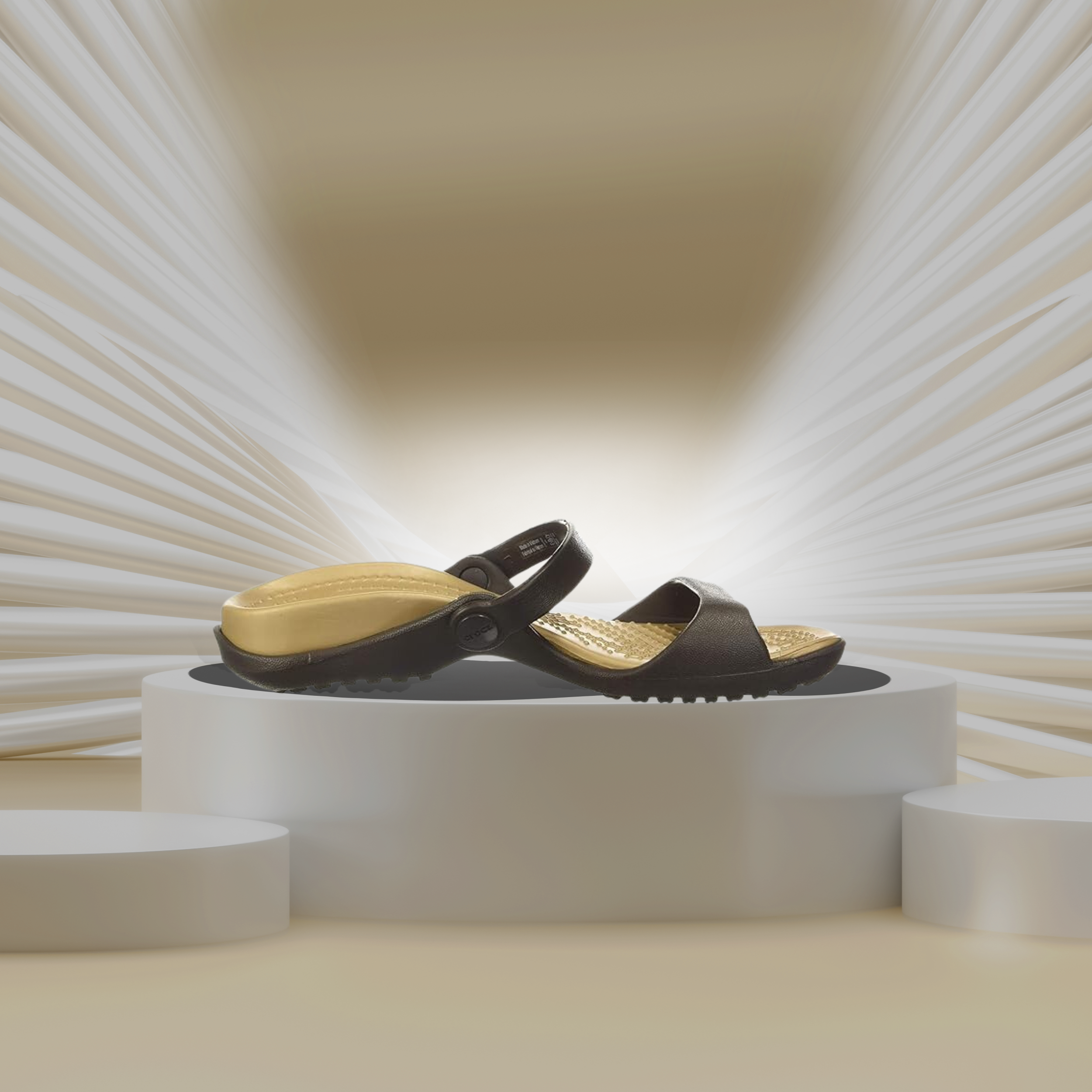 Crocs womens CLEO SANDAL ESPRESSO/GOLD Sandal