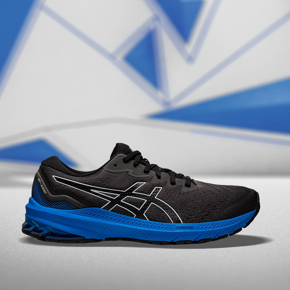 ASICS GT-1000 11 (M) BLACK/ELECTRIC BLUE RUNNING SHOES US