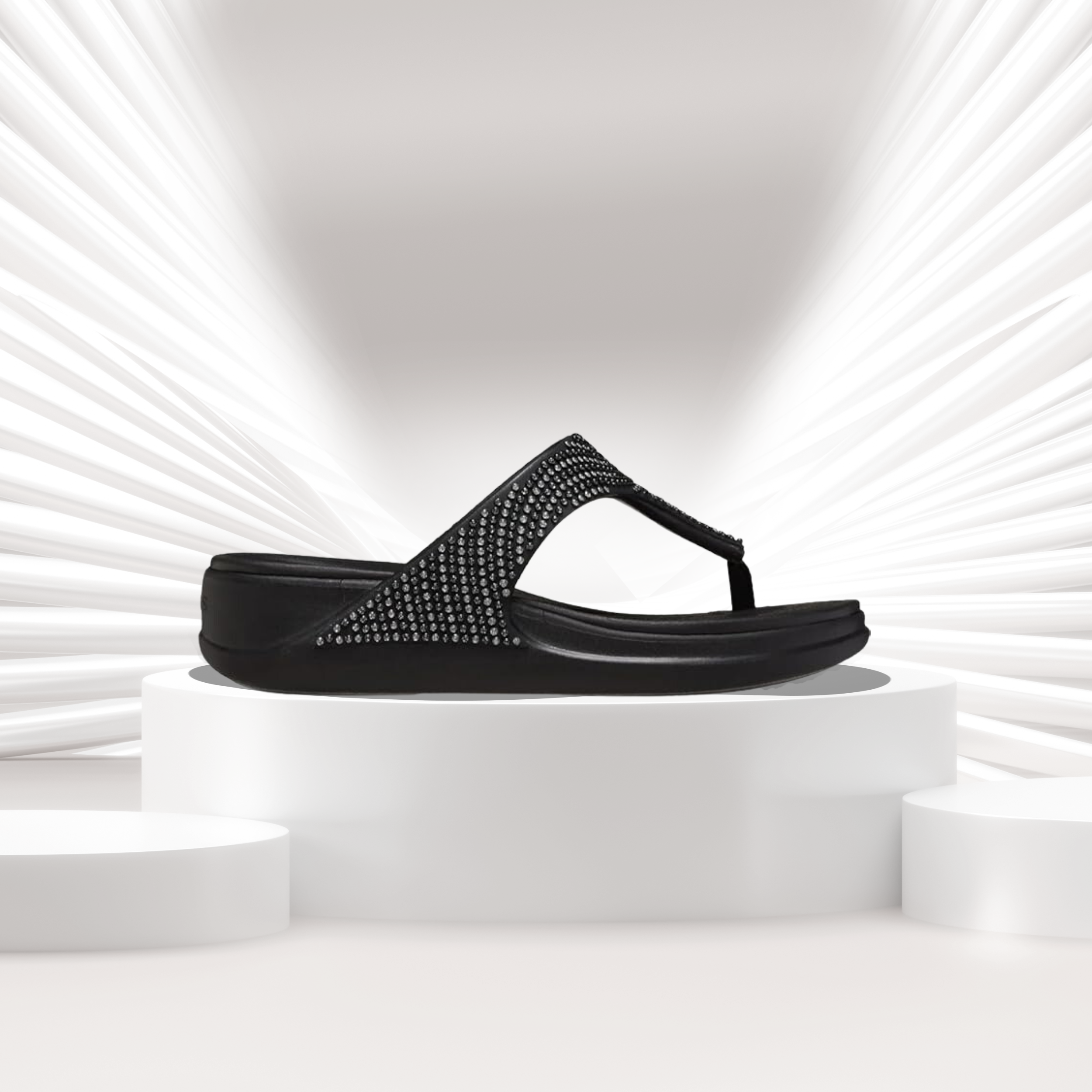 Crocs Women's Boca Bling Flip Wedge W Blk Slipper