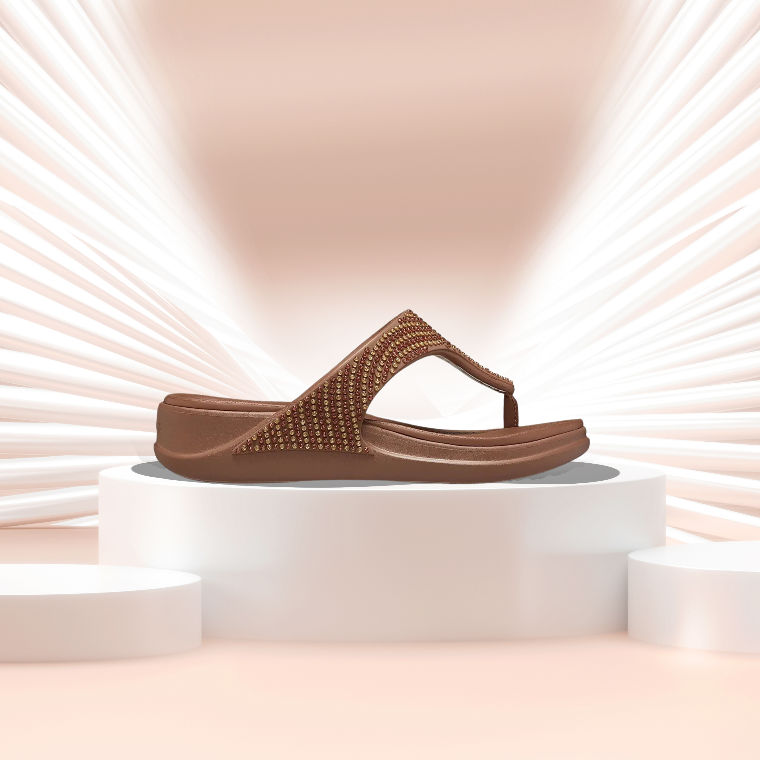 Crocs Women's Boca Bling Flip Wedge W Bronze Slipper