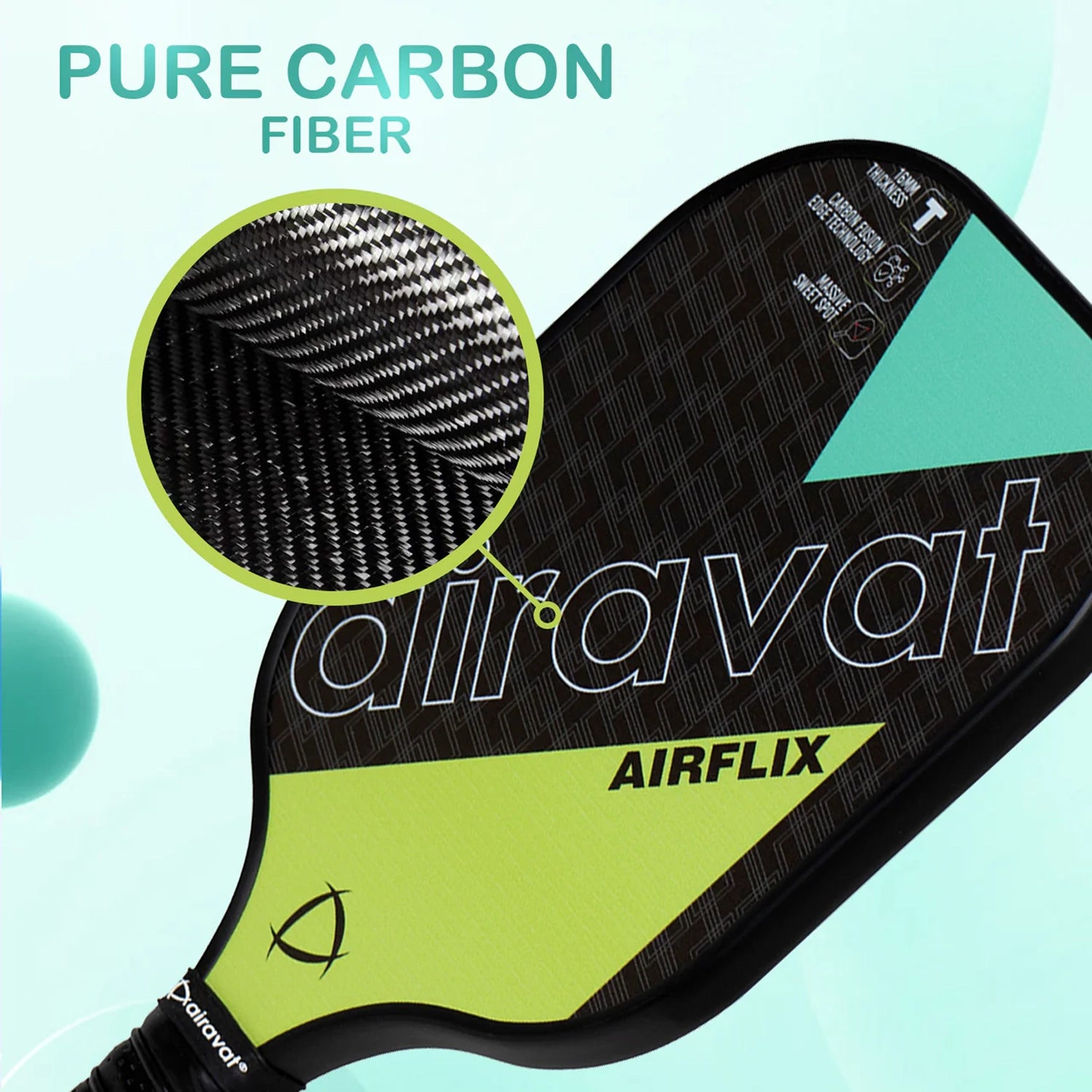 Airavat_Airflix_1020L_Pickleball_Paddle_Purecarbon_Instasport