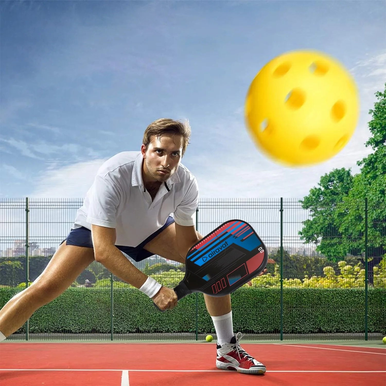 Airavat_Bang_Pickleball_Paddle_with_Fibreglass_surface_and_Polymer_Core_Red_spec_Instasport