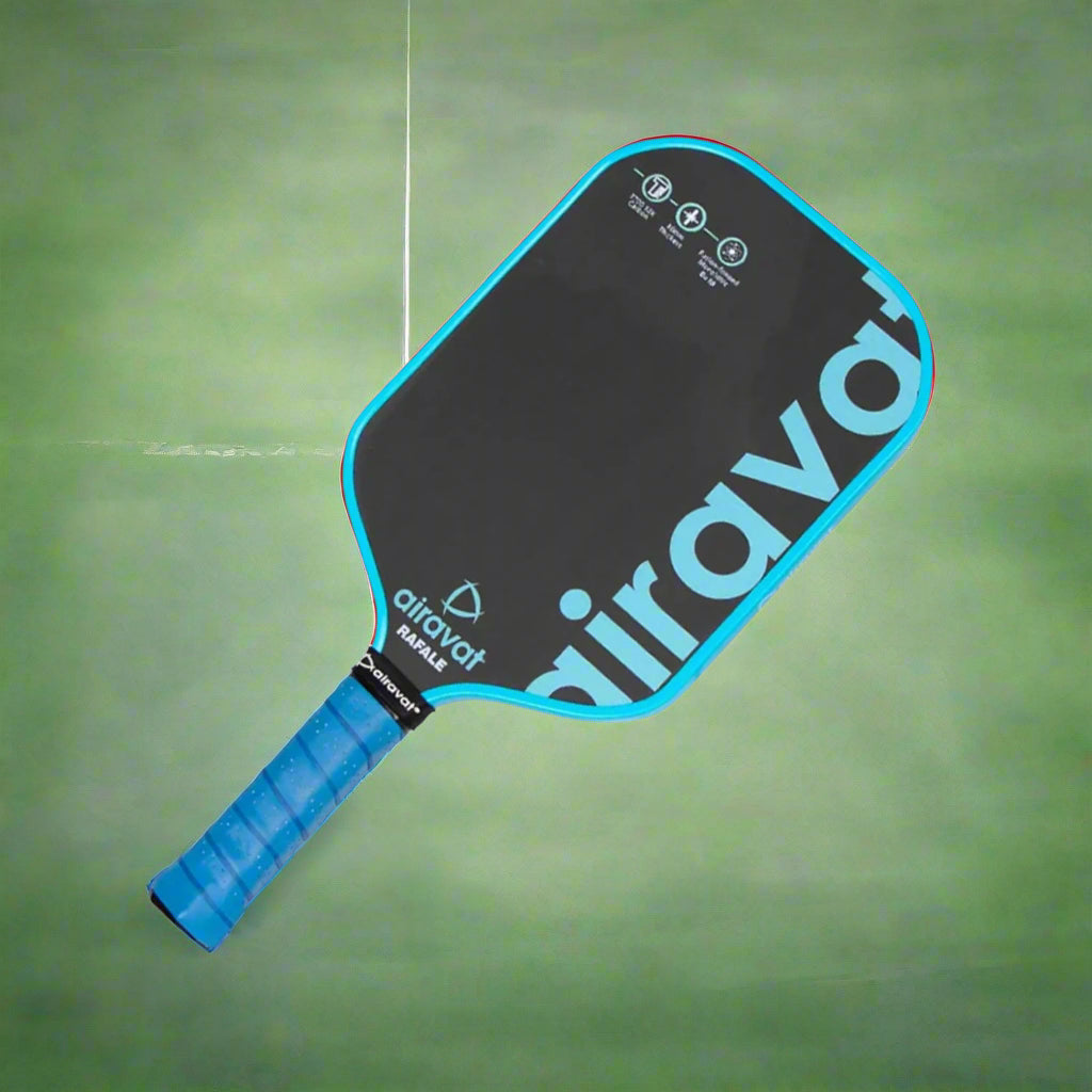 Airavat_Rafale_Pickleball_Paddle_7409_Cyan_TopSideview_Instasport