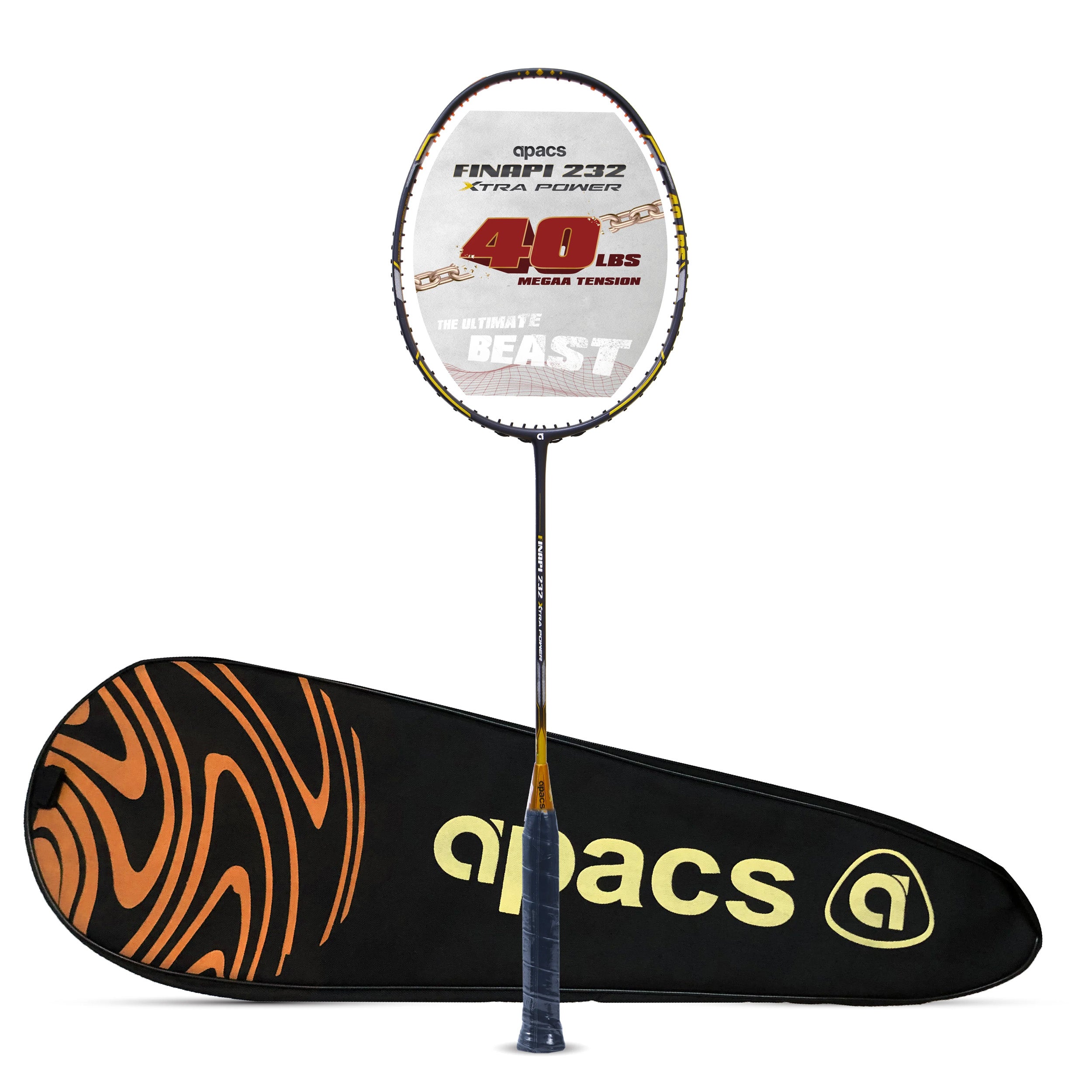 Apacs Finapi 232 XTRA Power Badminton Racket (Black) - InstaSport
