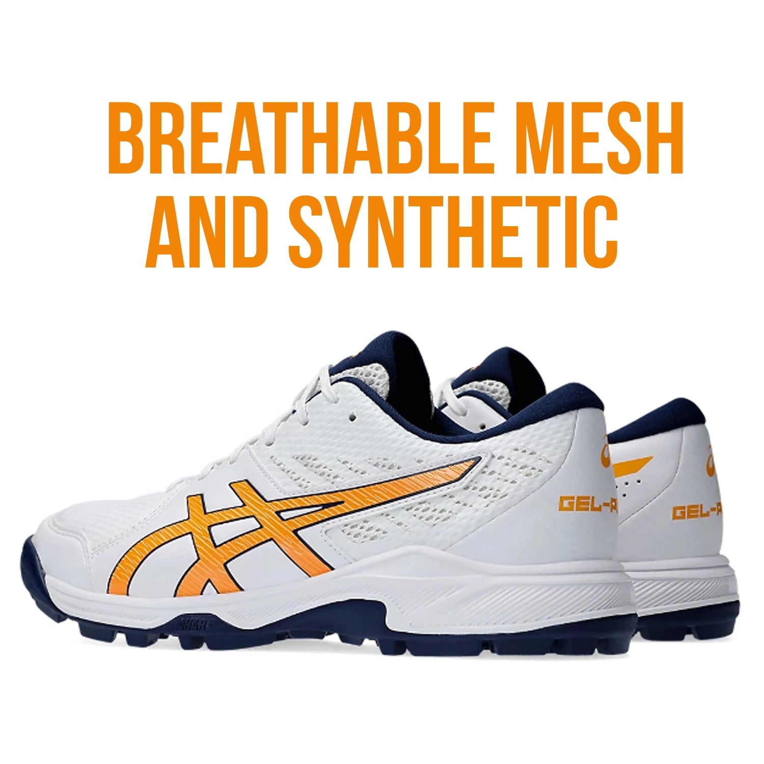 Asics GEL-PEAKE 2 Unisex Cricket Shoes (White/ Stadium Orange) - 1113A036.105