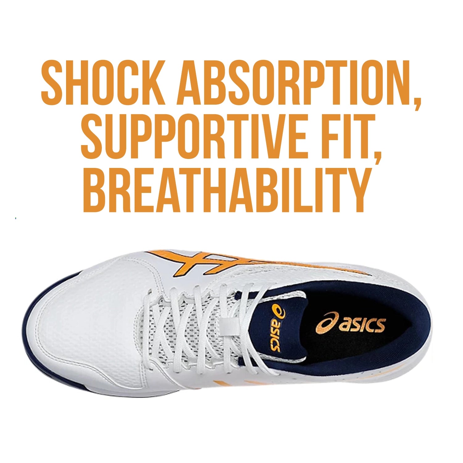 Asics GEL-PEAKE 2 Unisex Cricket Shoes (White/ Stadium Orange) - 1113A036.105