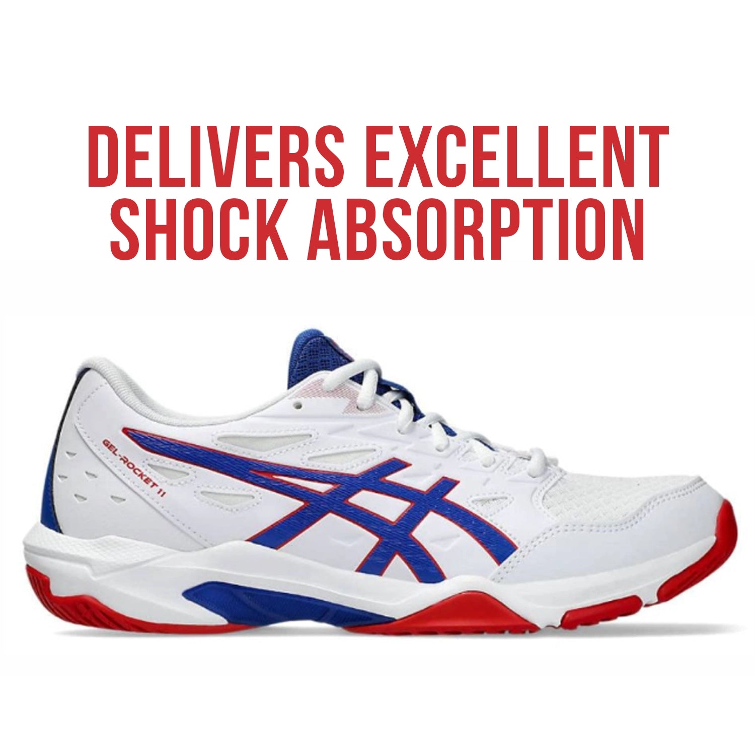 Asics Gel Rocket 11 Badminton Shoes (White/ Asics Blue) - 1071A091.105