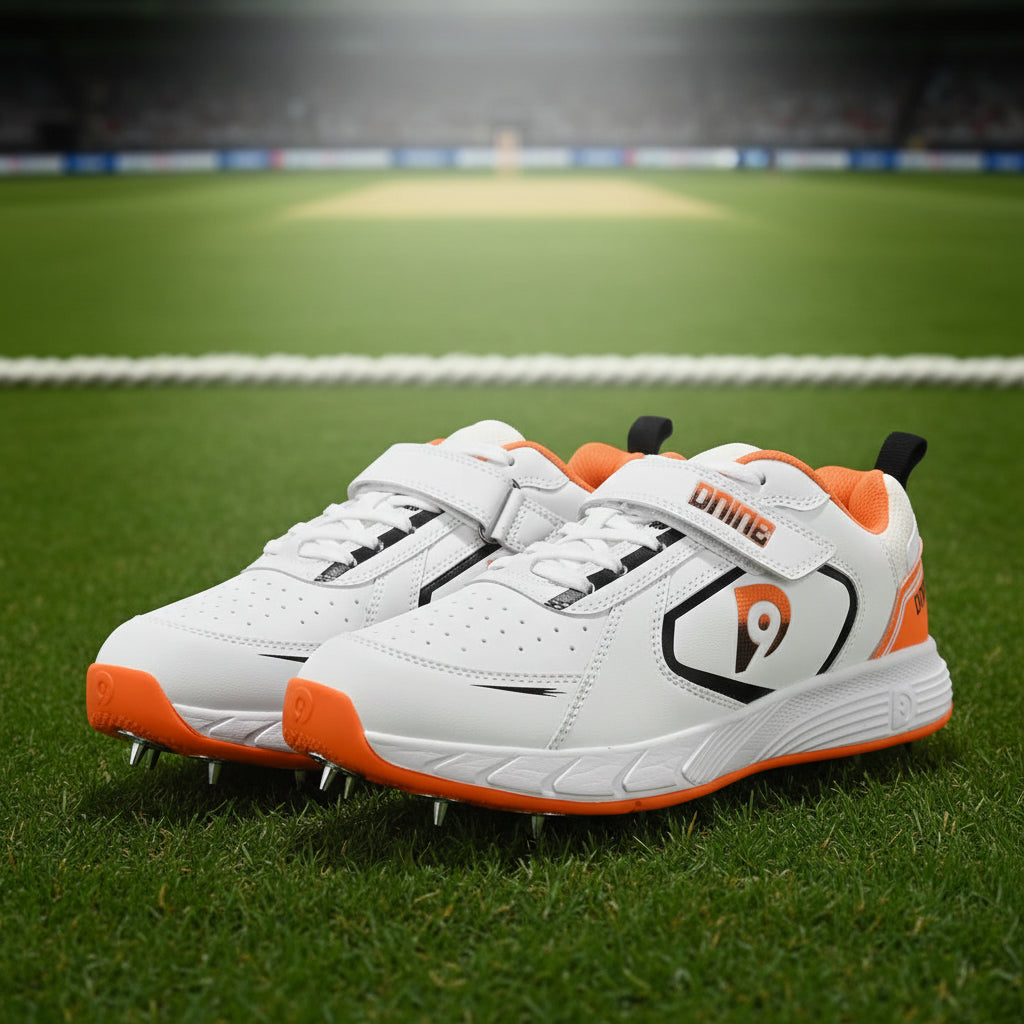 Dnine_Bolt_Bowling_Spike_Cricket_Shoes_Orange_Main_InstaSport