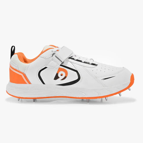 Dnine Bolt Bowling Spike Cricket Shoes - Orange/ White