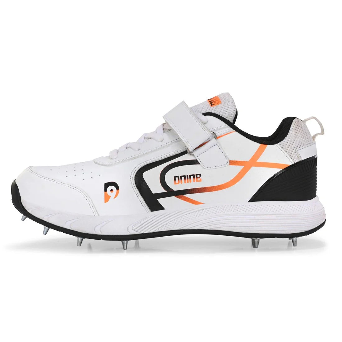 Dnine_Classic_1_Bowling_Cricket_Spike_Shoes_Orange_Side_InstaSport