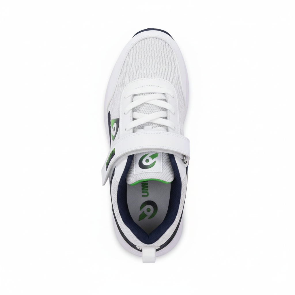 Dnine_Warrior_2_Bowling_Spike_Cricket_Shoes_Navy_Blue_White_Front_InstaSport