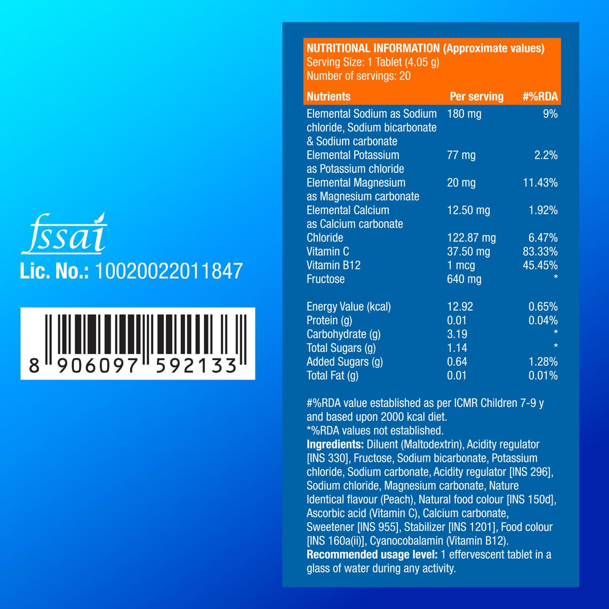 Fast&Up Reload Instant Energy Drink 20 Tabs - Peach ice tea