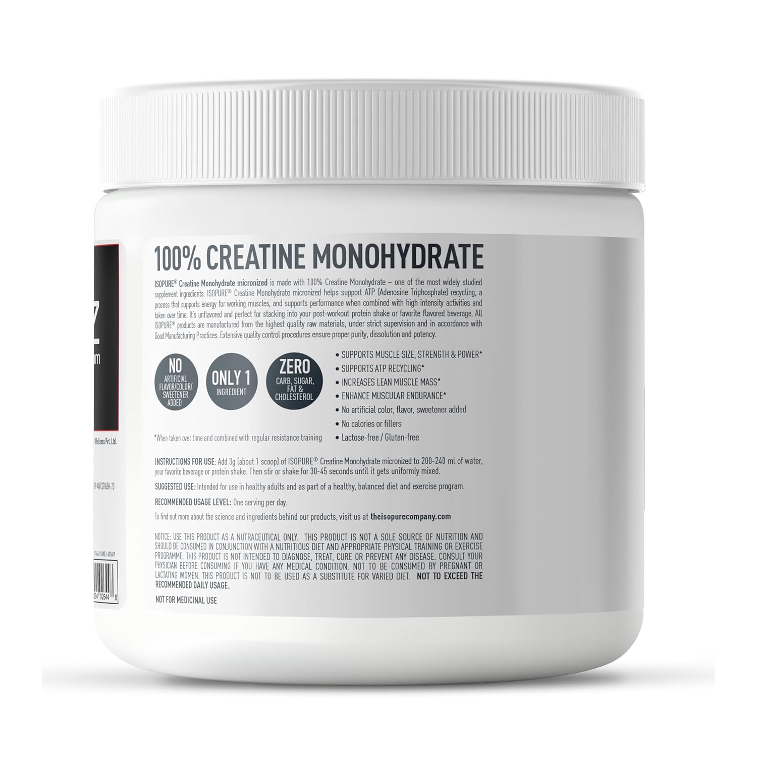 Isopure_Creatine_MonoHydrate_250GM_Back_InstaSport