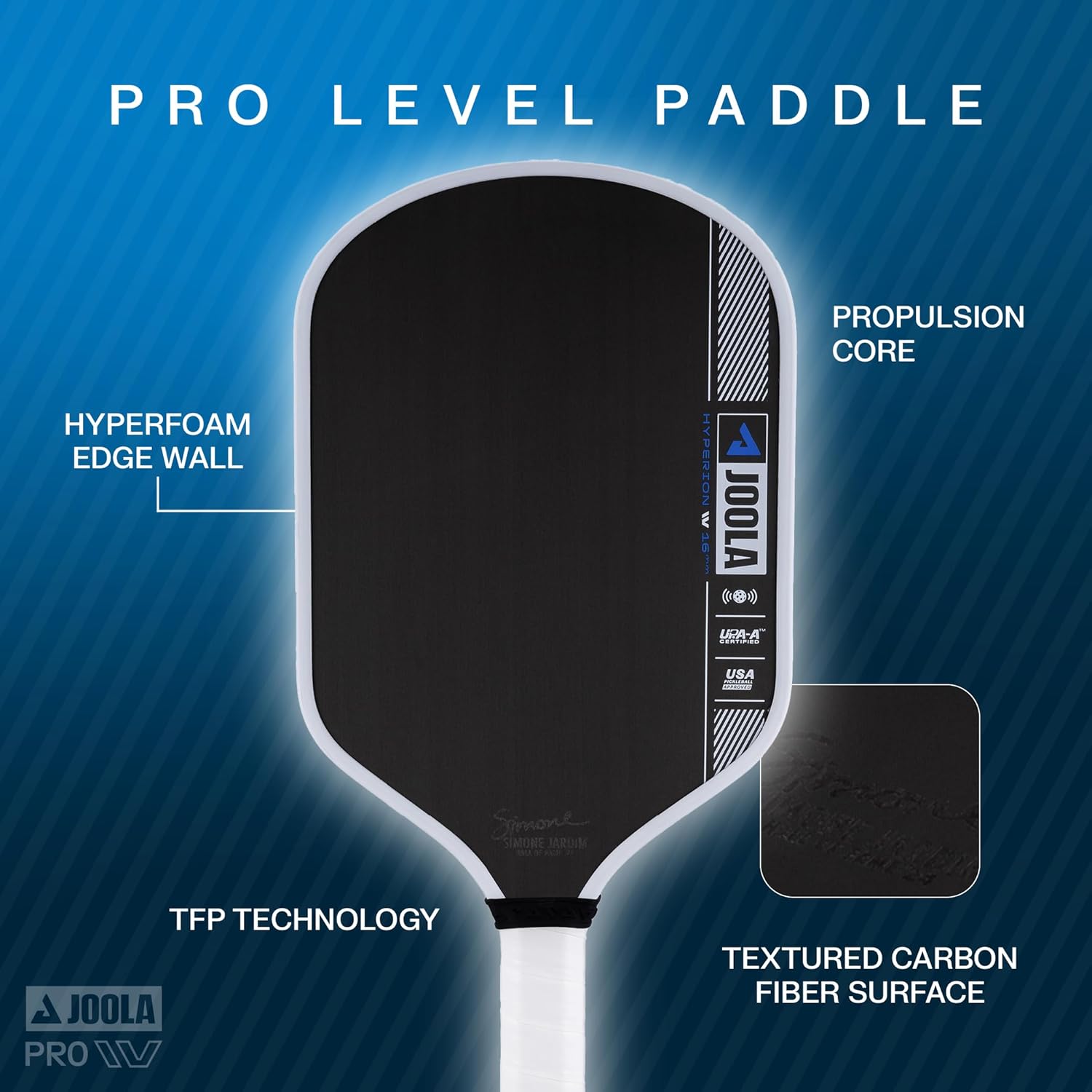 Joola Simone Jardim Hyperion Pro IV Pickleball Paddle - 16mm